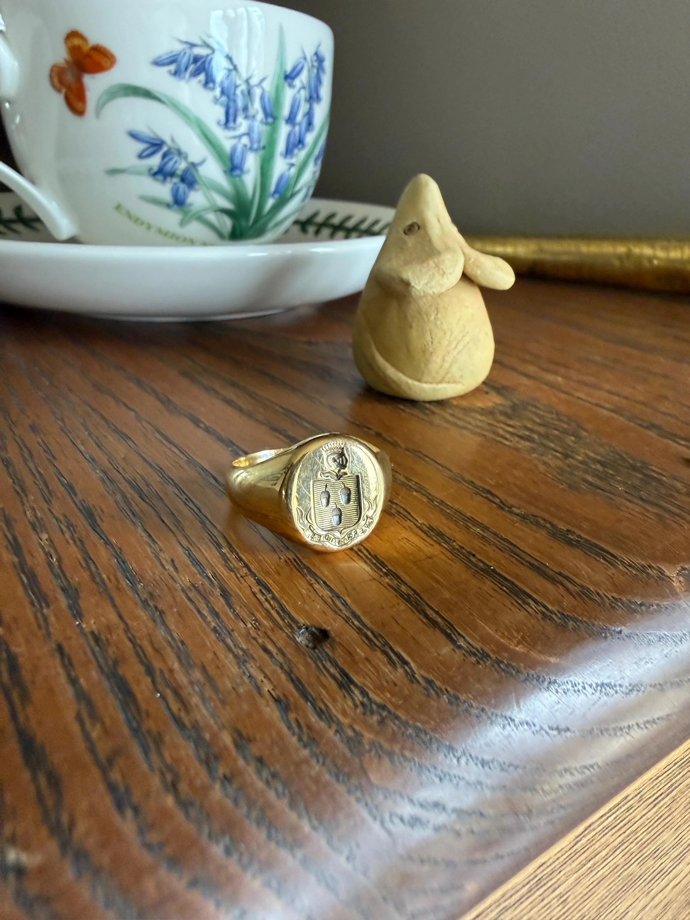 ACORNS True Faith Genuine Trust 18k Gold Count CROWN French Nobility Antique Shield SIGNET Ring Heraldic Crest Chunky Coat of Arm Man Unisex - Image 7