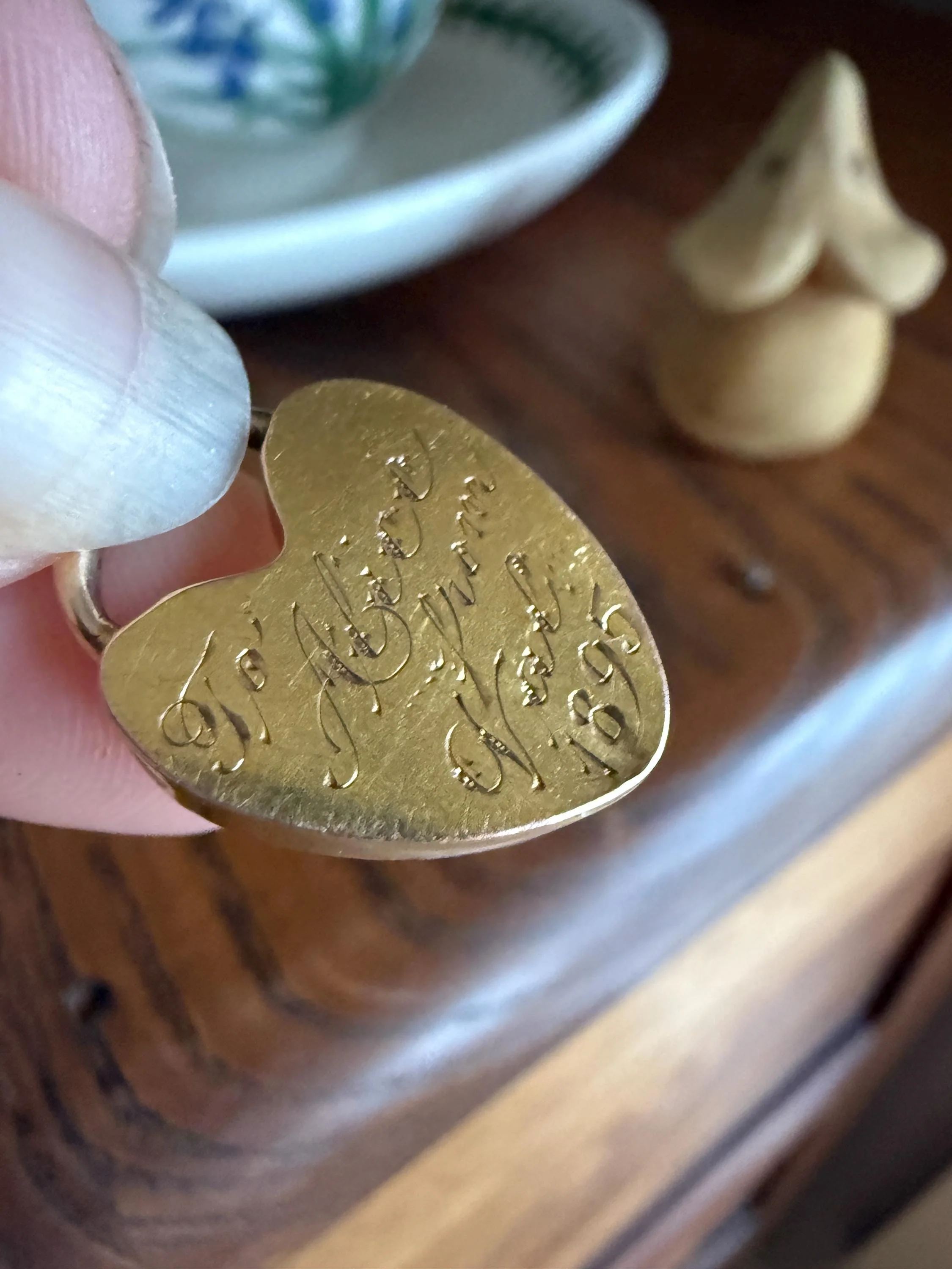 Alice's HEART PADLOCK Pendant from Val in 1895 Victorian Dated Engraved Ornate Embossed Pendant Charm Figural Romantic Gift Connector 3D - Image 2