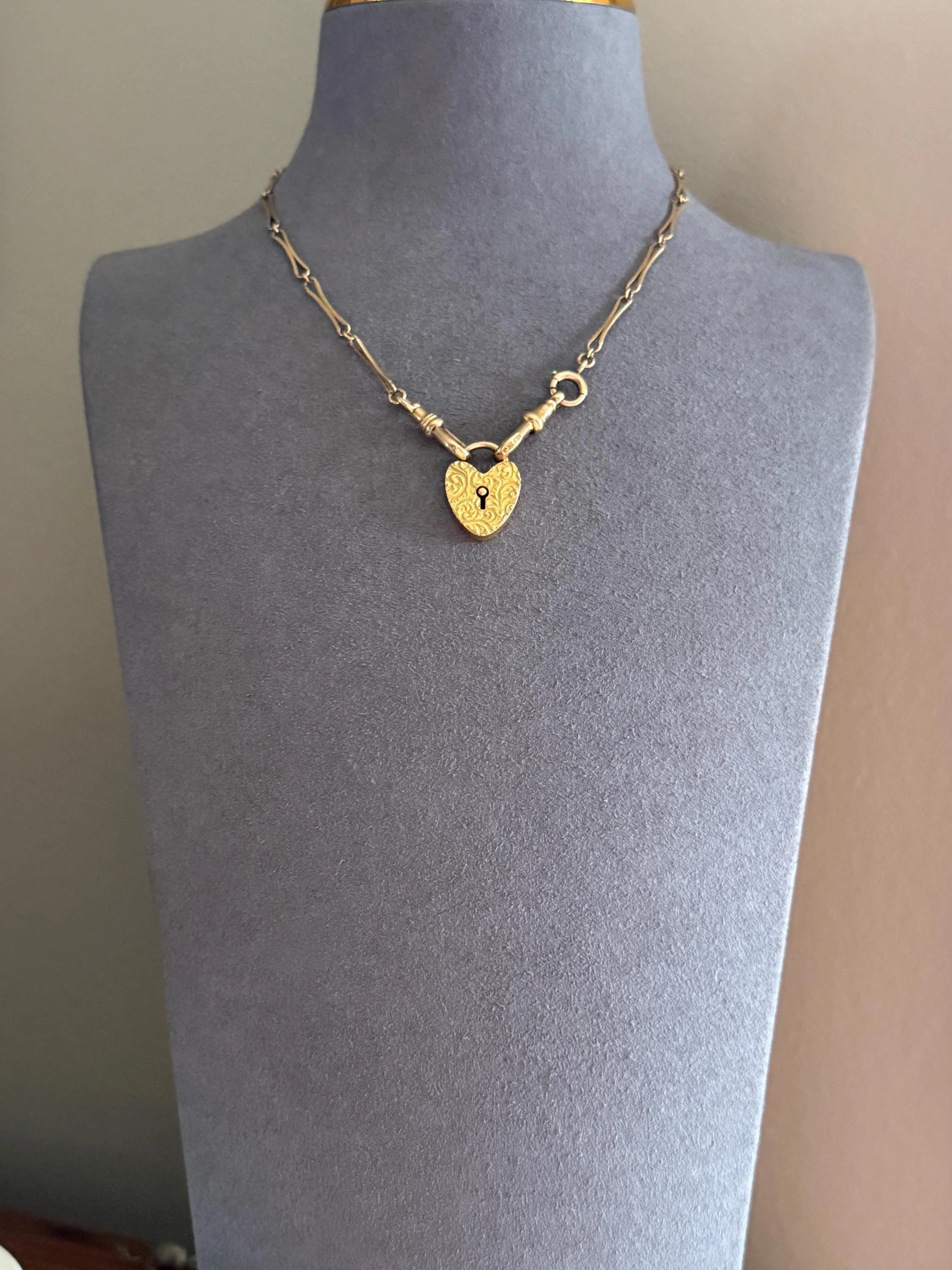Alice's HEART PADLOCK Pendant from Val in 1895 Victorian Dated Engraved Ornate Embossed Pendant Charm Figural Romantic Gift Connector 3D - Image 3