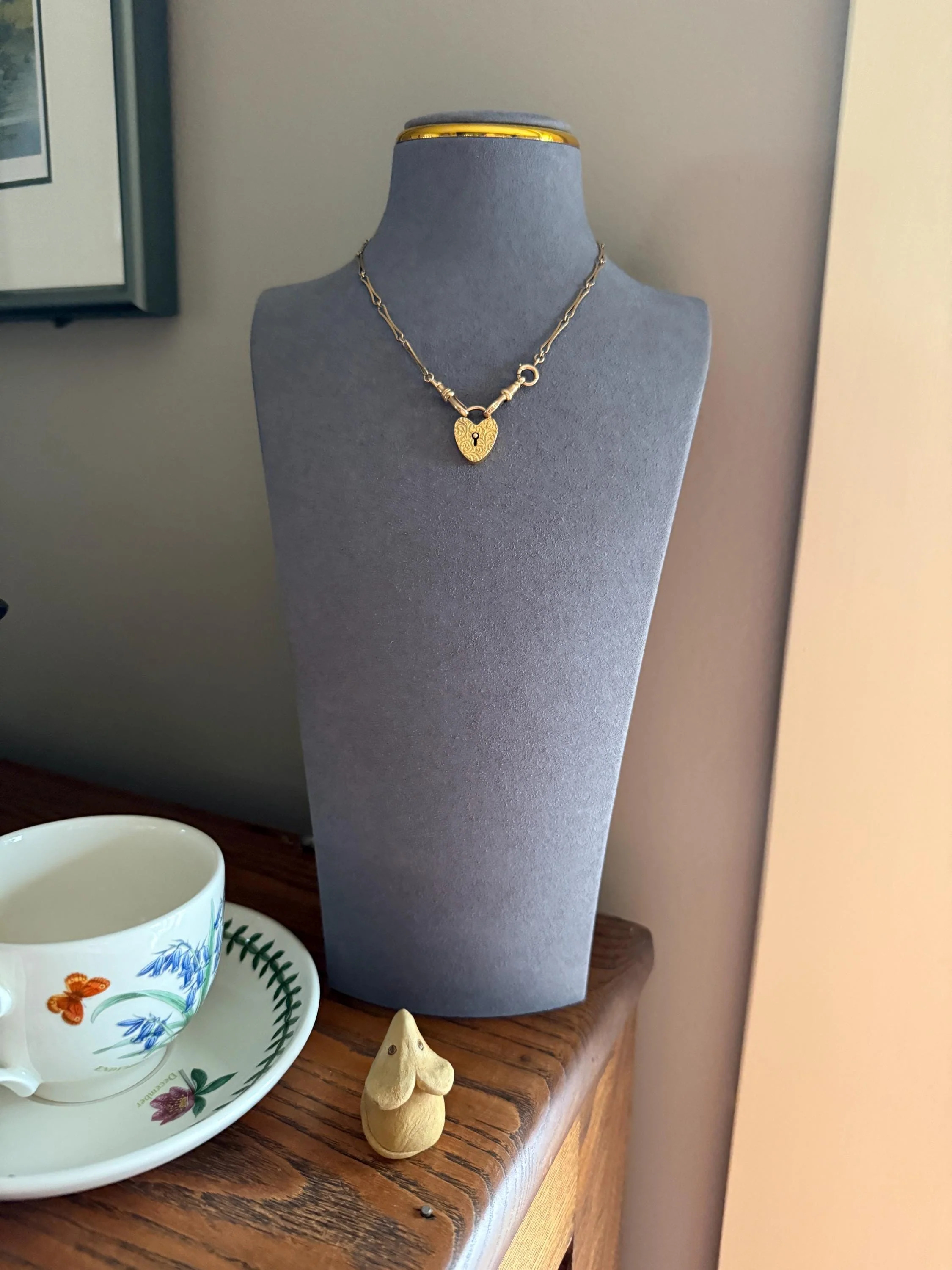 Alice's HEART PADLOCK Pendant from Val in 1895 Victorian Dated Engraved Ornate Embossed Pendant Charm Figural Romantic Gift Connector 3D - Image 4