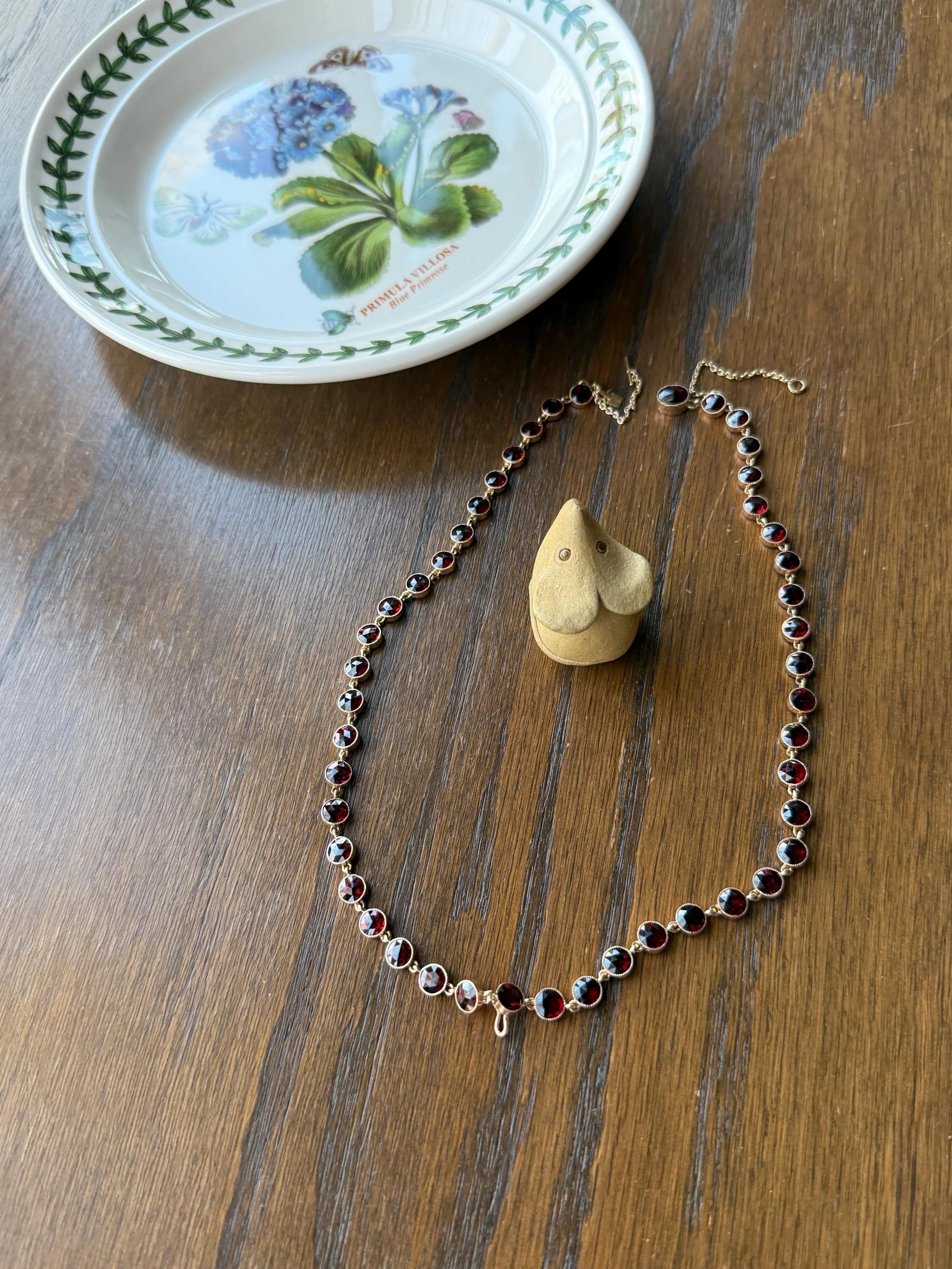 Almandine GARNET 46 Stone Riviera Station Chain 14k GOLD Necklace Vintage to Antique Romantic Gift Neckmess Neckstack Pendant Holder - Image 6