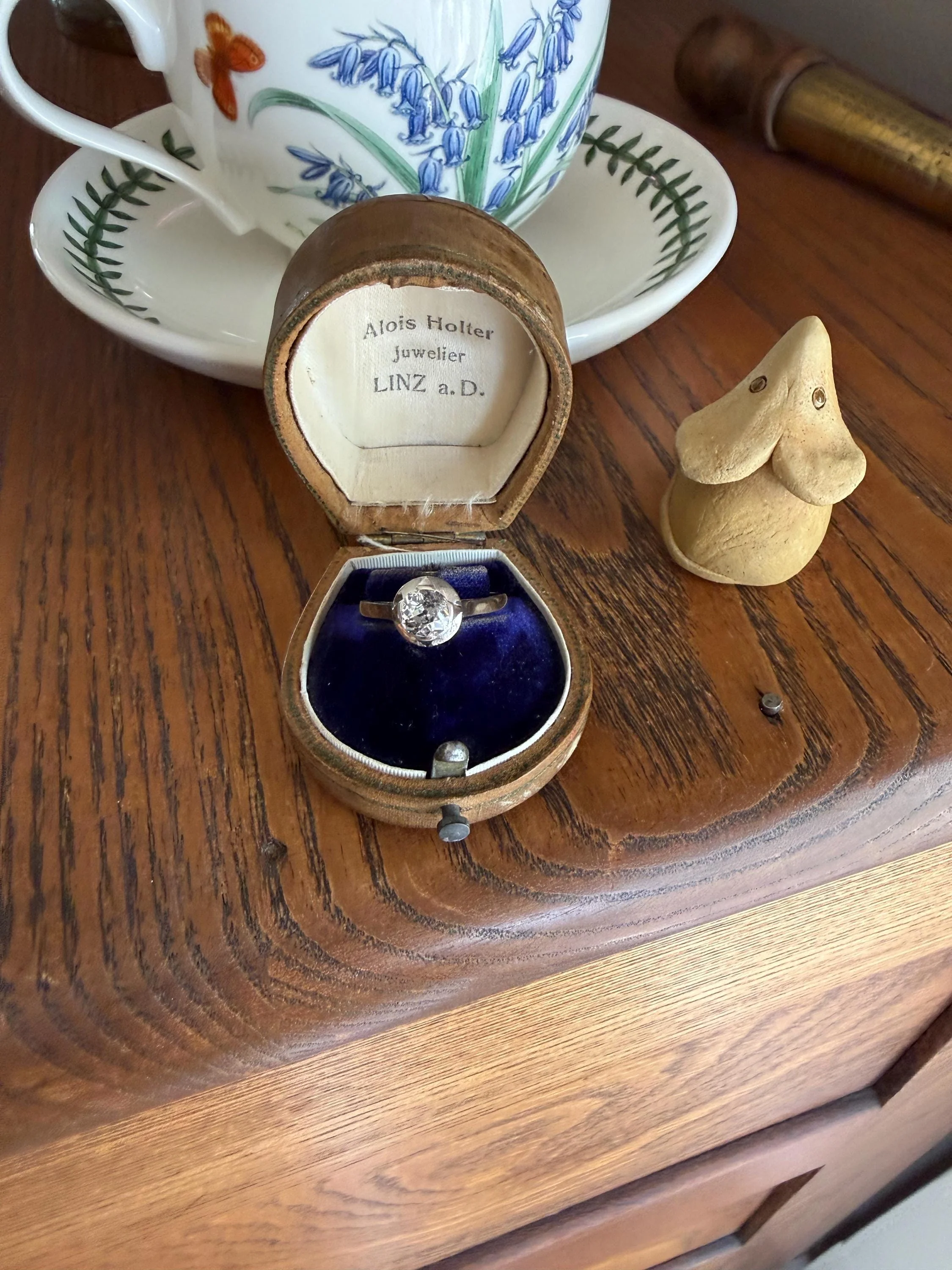 Antique 0.8 Carat Old Mine Cut DIAMOND Ring French 18k White Gold Platinum Halo Solitaire Stacker Band Engagement .8Ctw OMC - Image 10