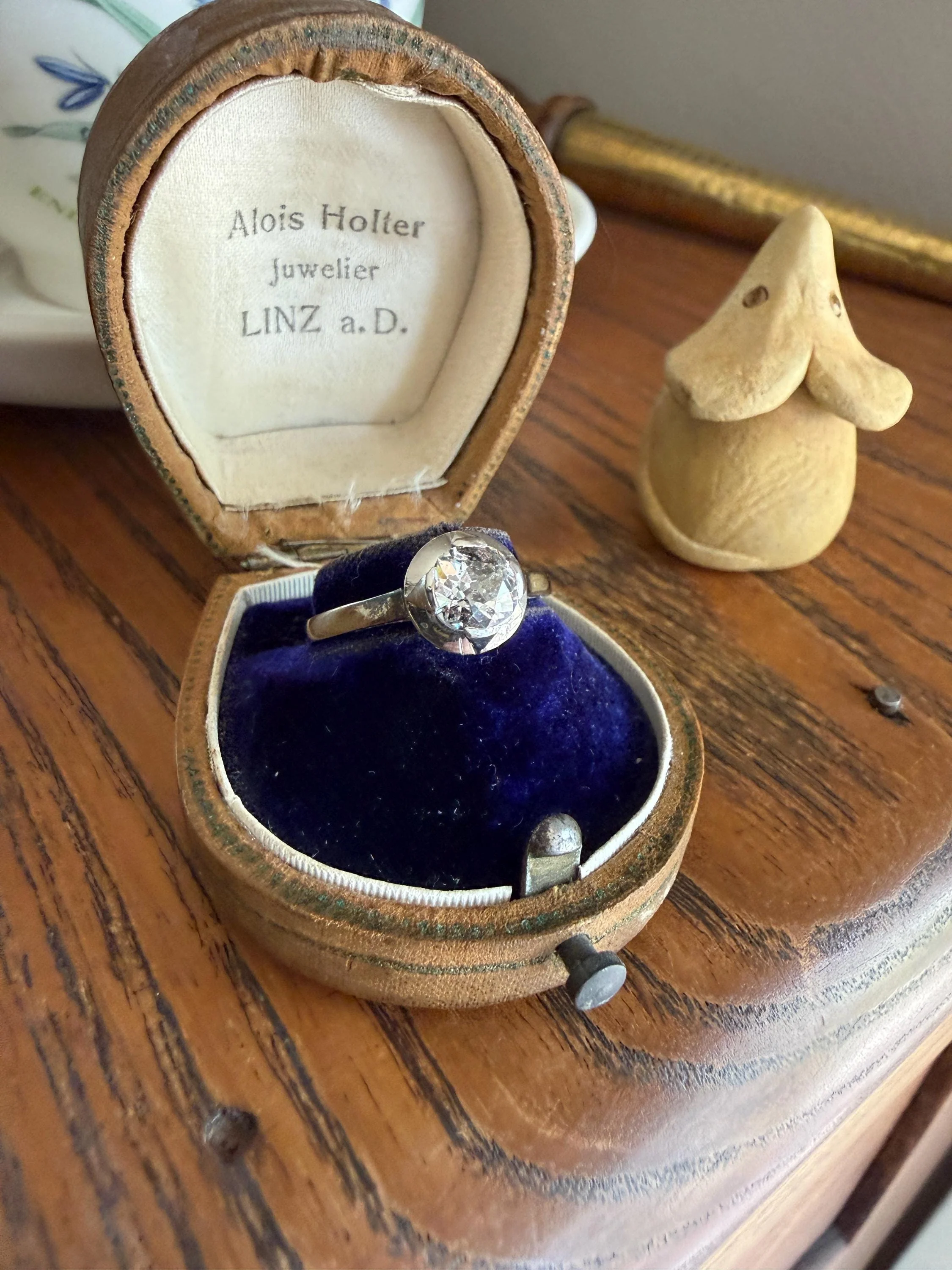 Antique 0.8 Carat Old Mine Cut DIAMOND Ring French 18k White Gold Platinum Halo Solitaire Stacker Band Engagement .8Ctw OMC - Image 15