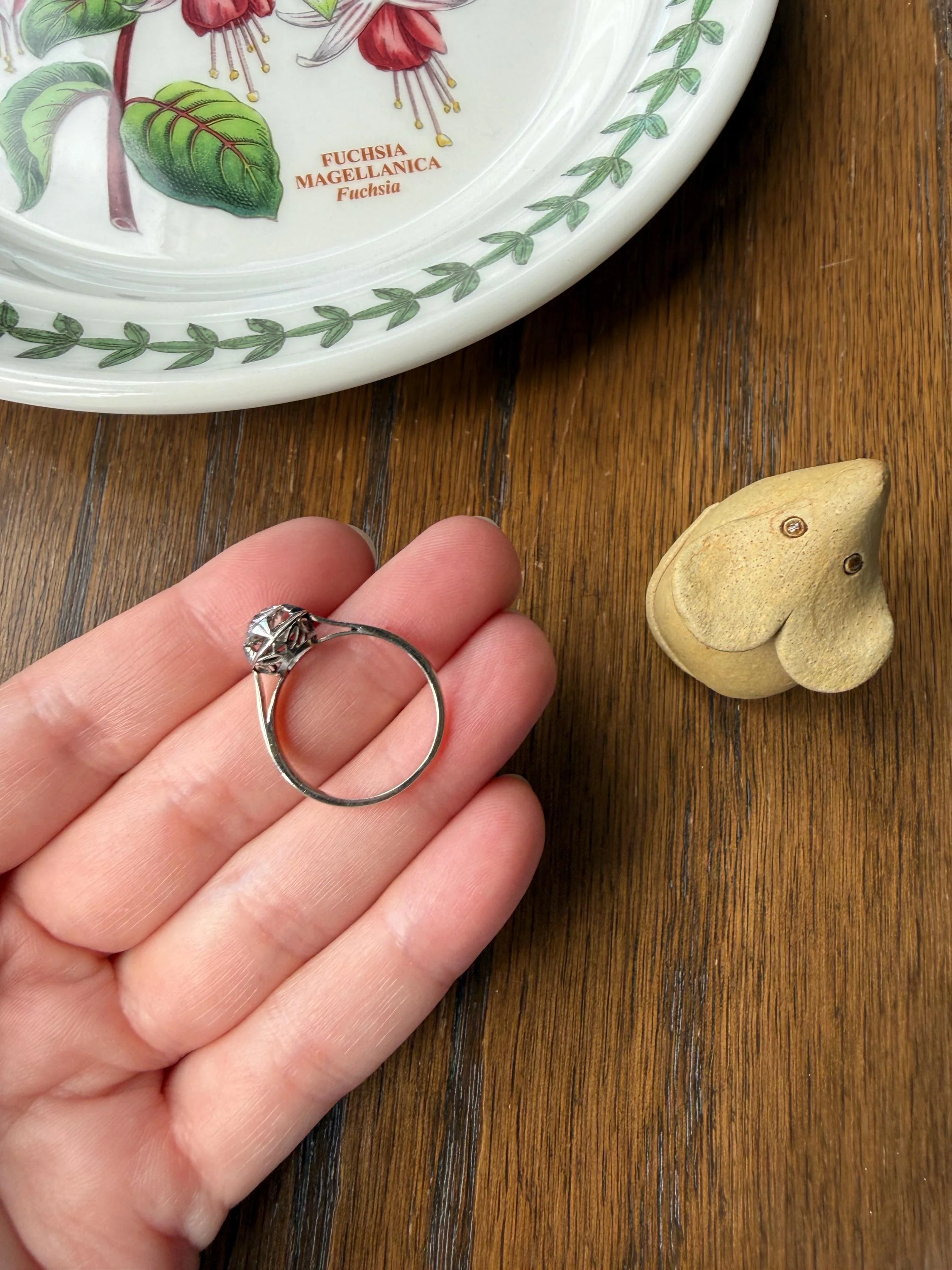 Antique 0.8 Carat Old Mine Cut DIAMOND Ring French 18k White Gold Platinum Halo Solitaire Stacker Band Engagement .8Ctw OMC - Image 17