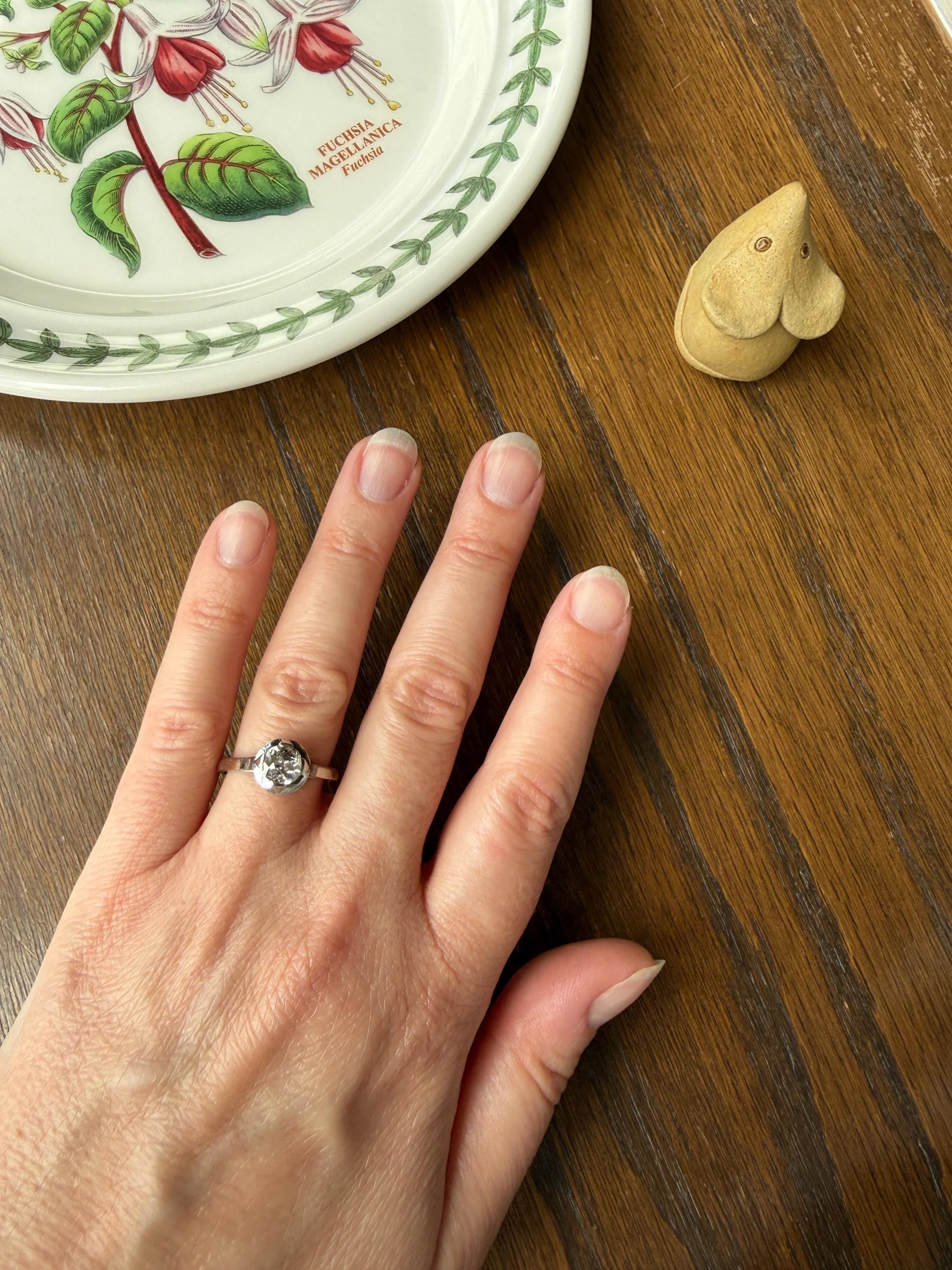 Antique 0.8 Carat Old Mine Cut DIAMOND Ring French 18k White Gold Platinum Halo Solitaire Stacker Band Engagement .8Ctw OMC - Image 2
