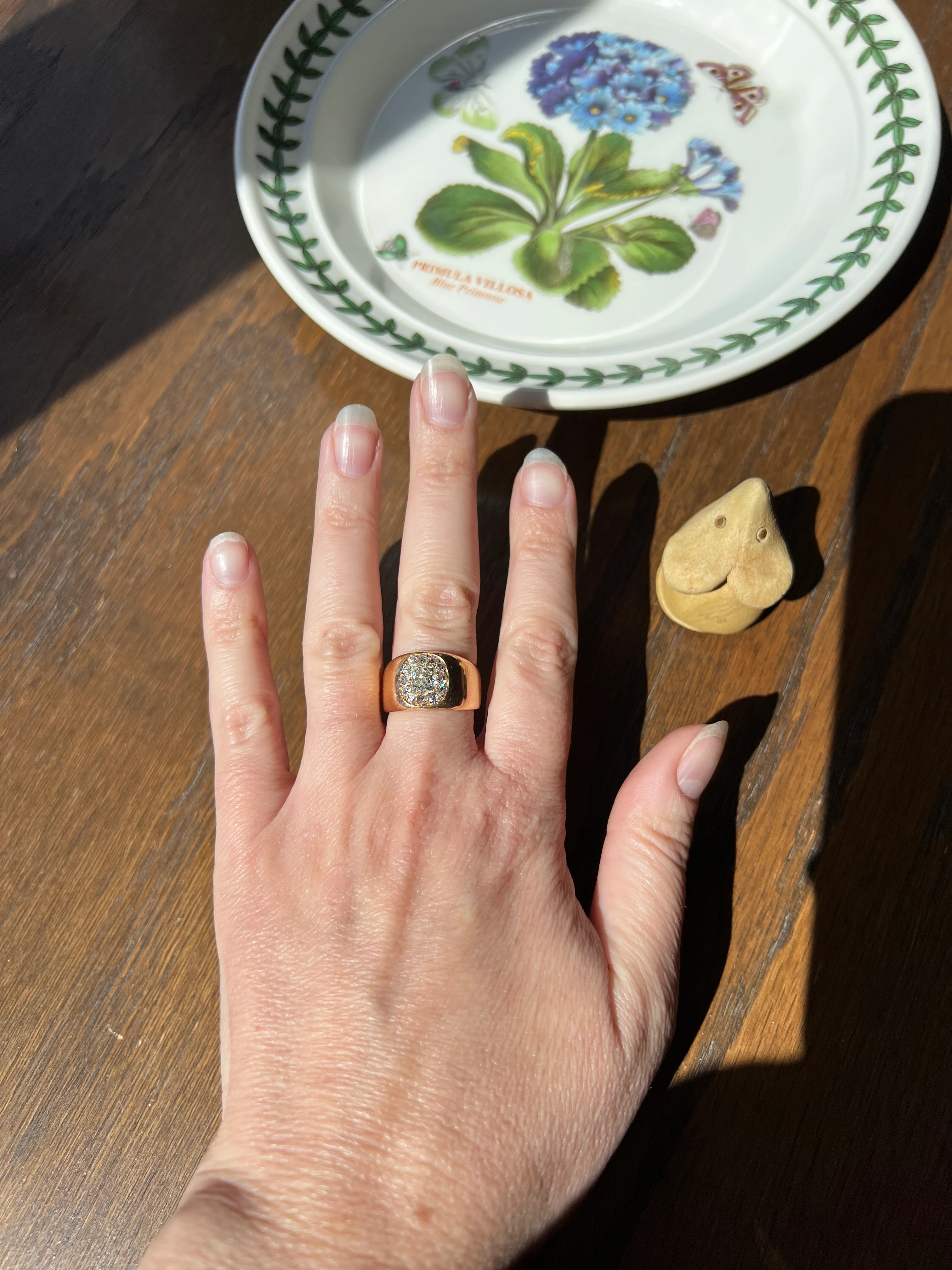 ANTIQUE 1 1/4 Carat Eye Clean Old Mine Cut DIAMONDS Chunky 18k Gold 12mm Wide Cigar Band Cluster Halo Ring French Cobblestone - Image 30