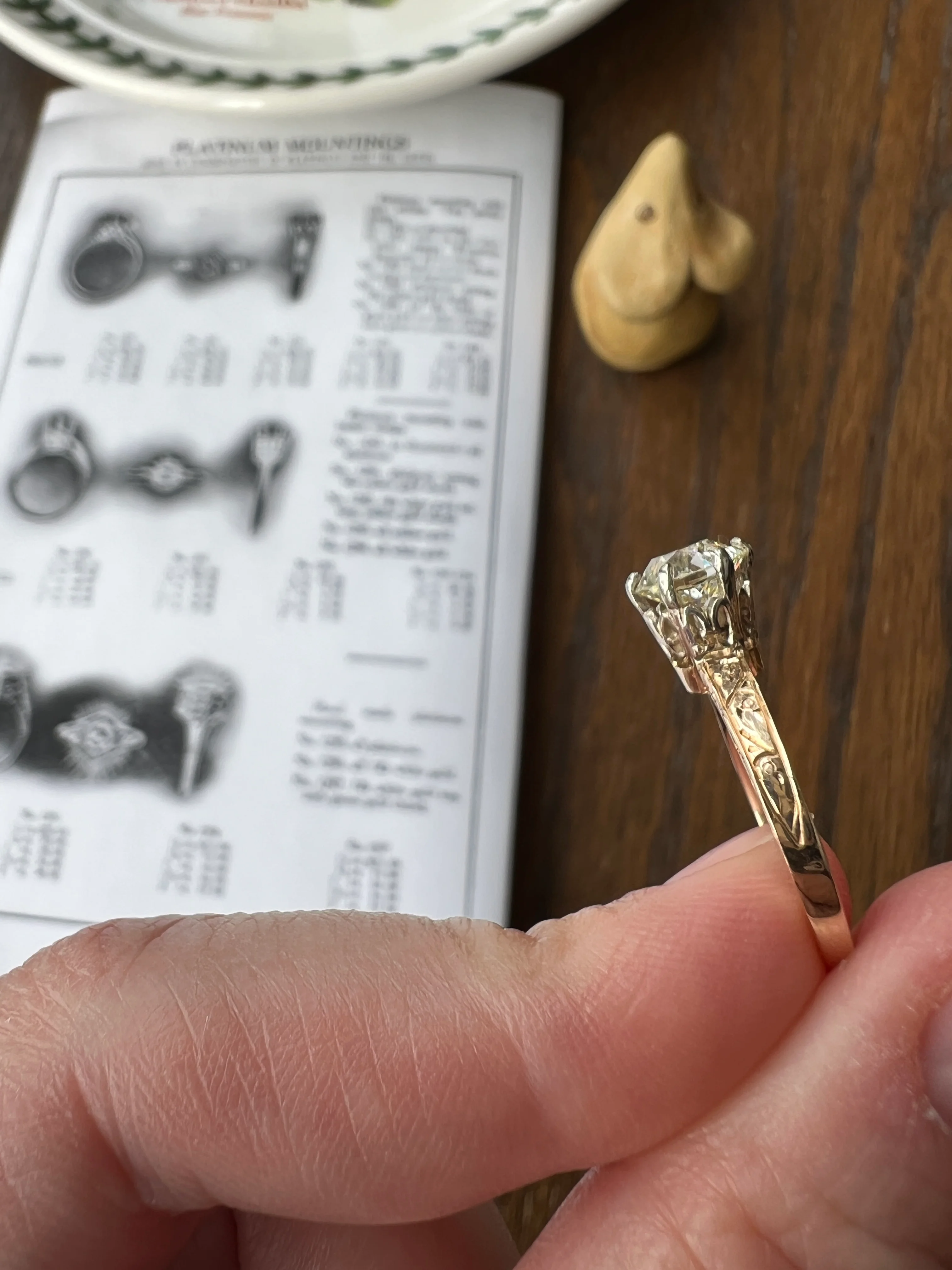 ANTIQUE 1.1 Carat Old European Cut DIAMOND Engagement Solitaire Ring Eye Clean 14k Gold by JR Wood Engraved - Image 12