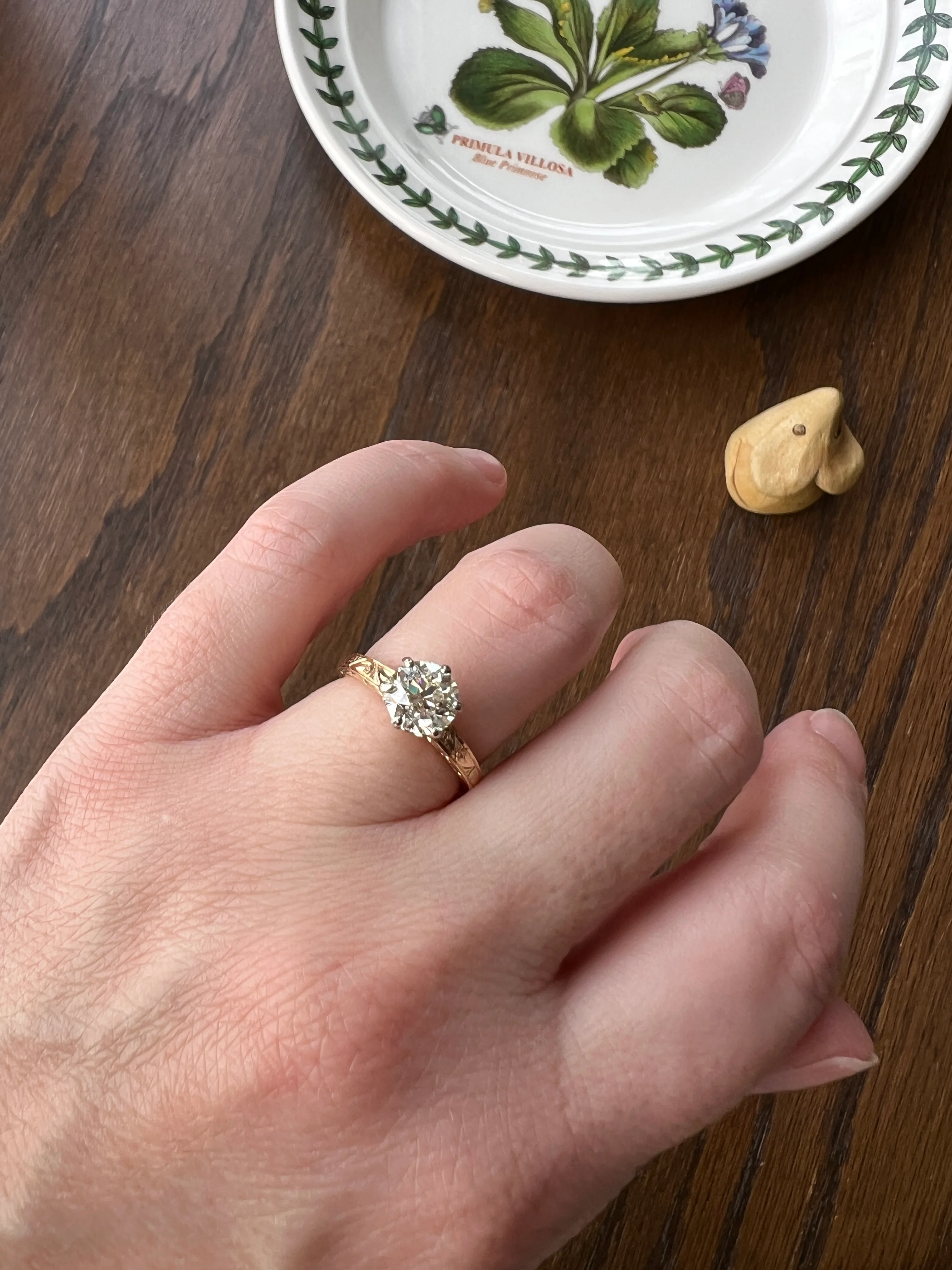 ANTIQUE 1.1 Carat Old European Cut DIAMOND Engagement Solitaire Ring Eye Clean 14k Gold by JR Wood Engraved - Image 16