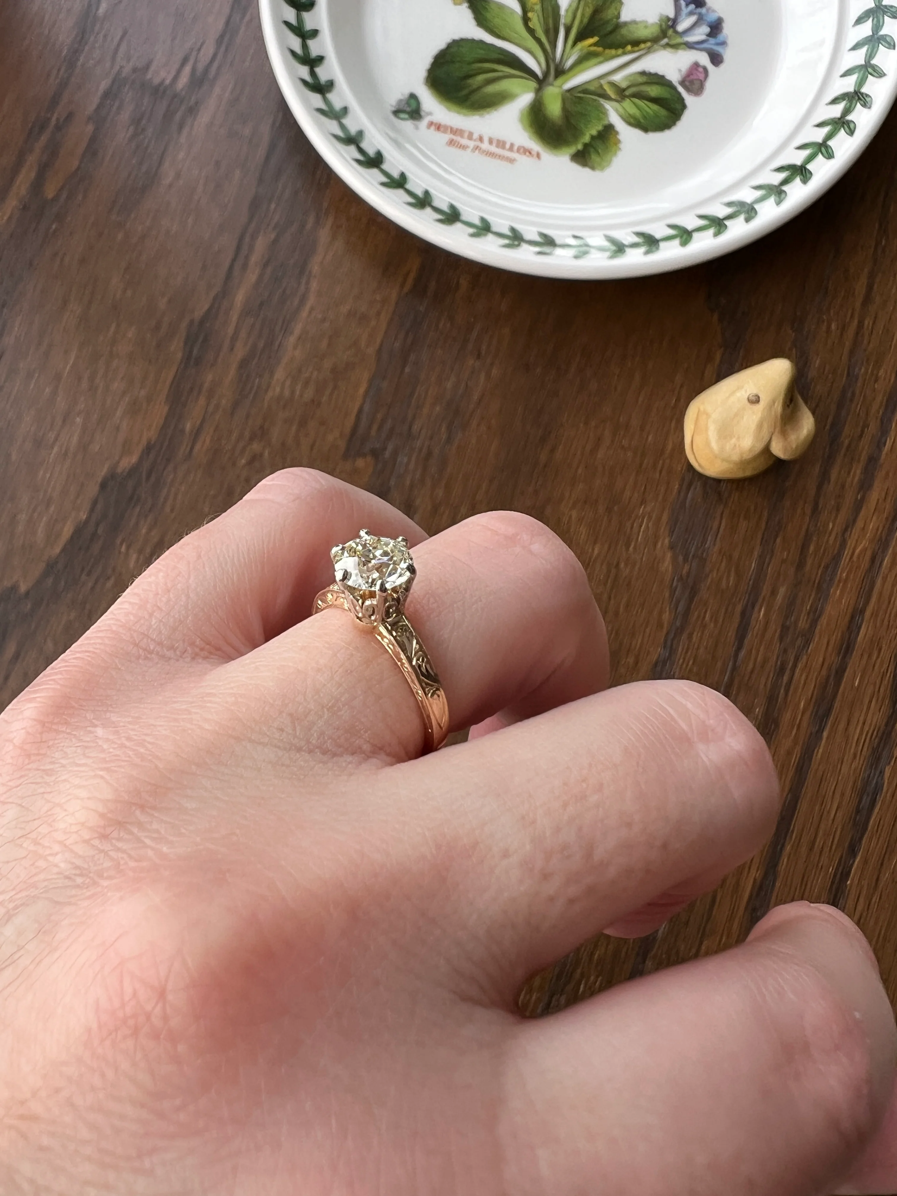 ANTIQUE 1.1 Carat Old European Cut DIAMOND Engagement Solitaire Ring Eye Clean 14k Gold by JR Wood Engraved - Image 17