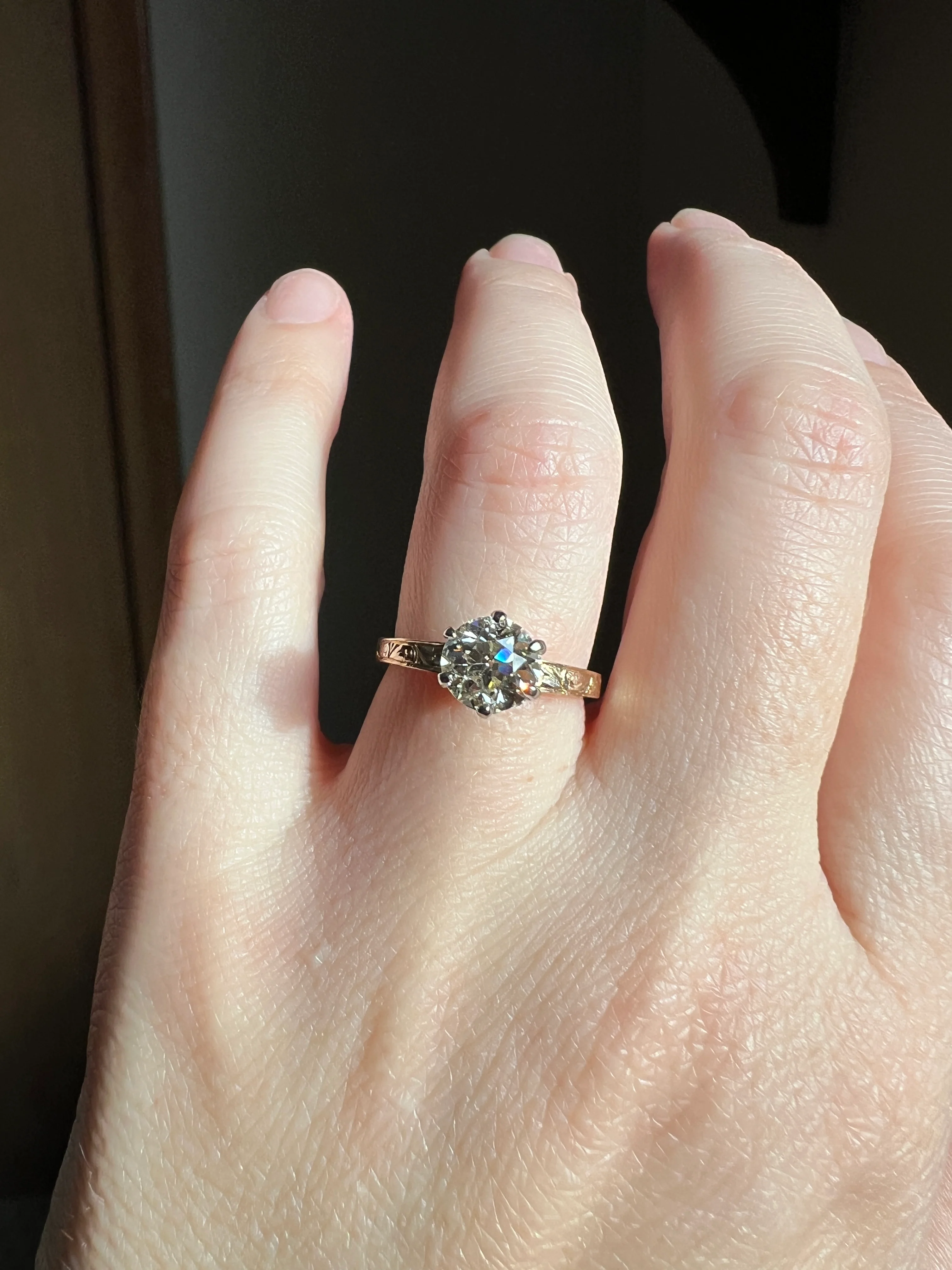 ANTIQUE 1.1 Carat Old European Cut DIAMOND Engagement Solitaire Ring Eye Clean 14k Gold by JR Wood Engraved - Image 21