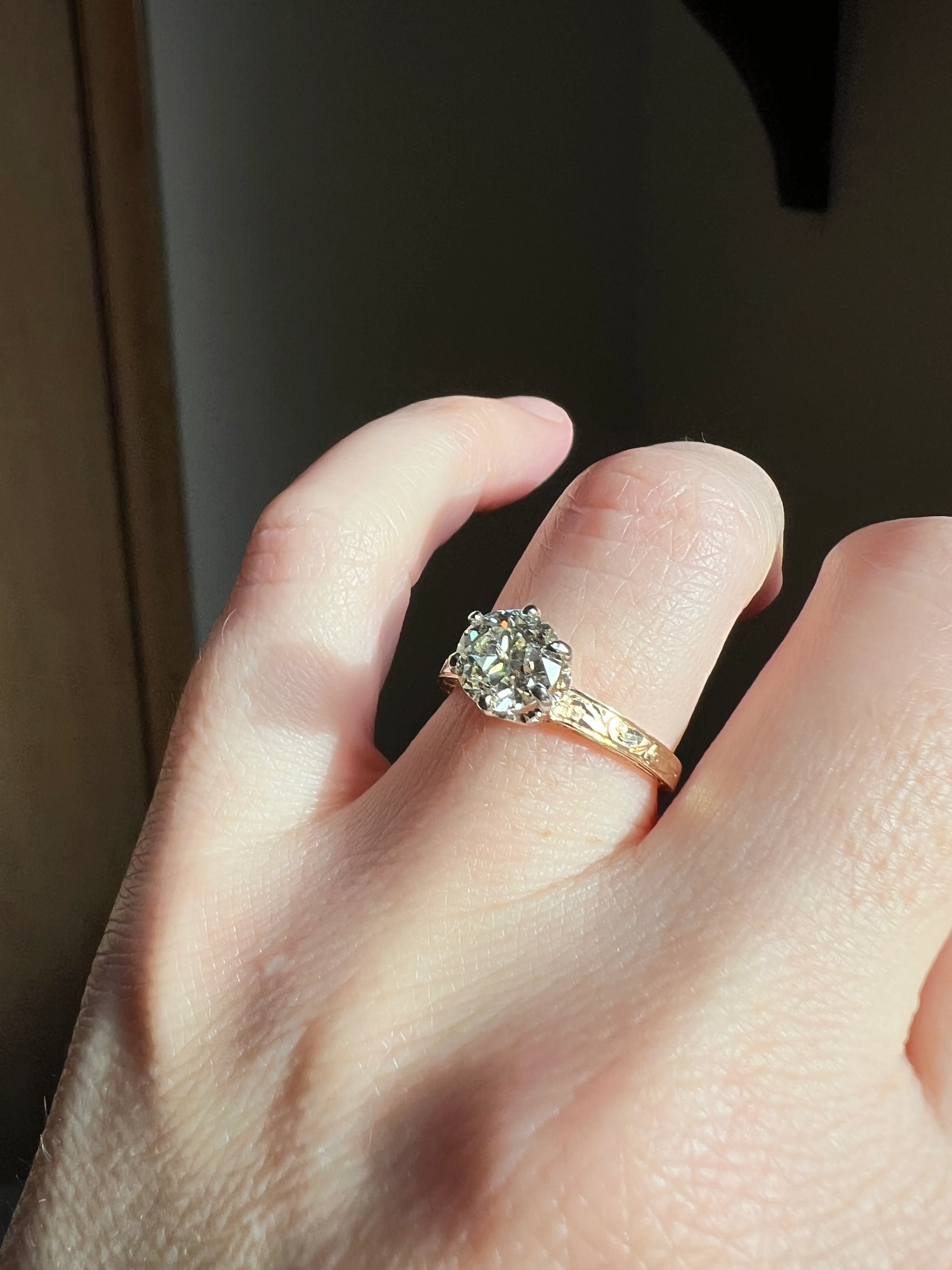 ANTIQUE 1.1 Carat Old European Cut DIAMOND Engagement Solitaire Ring Eye Clean 14k Gold by JR Wood Engraved - Image 22