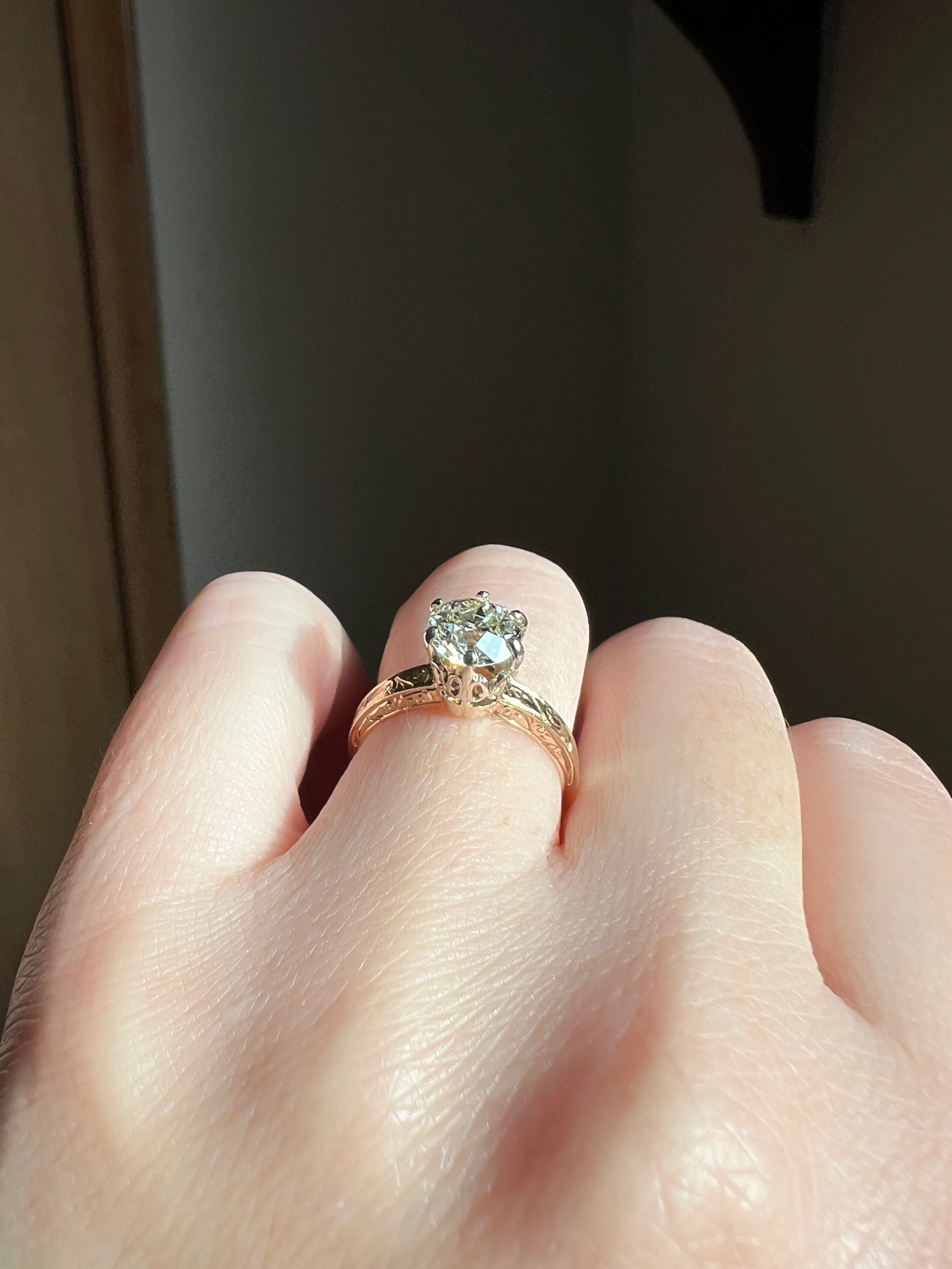 ANTIQUE 1.1 Carat Old European Cut DIAMOND Engagement Solitaire Ring Eye Clean 14k Gold by JR Wood Engraved - Image 23