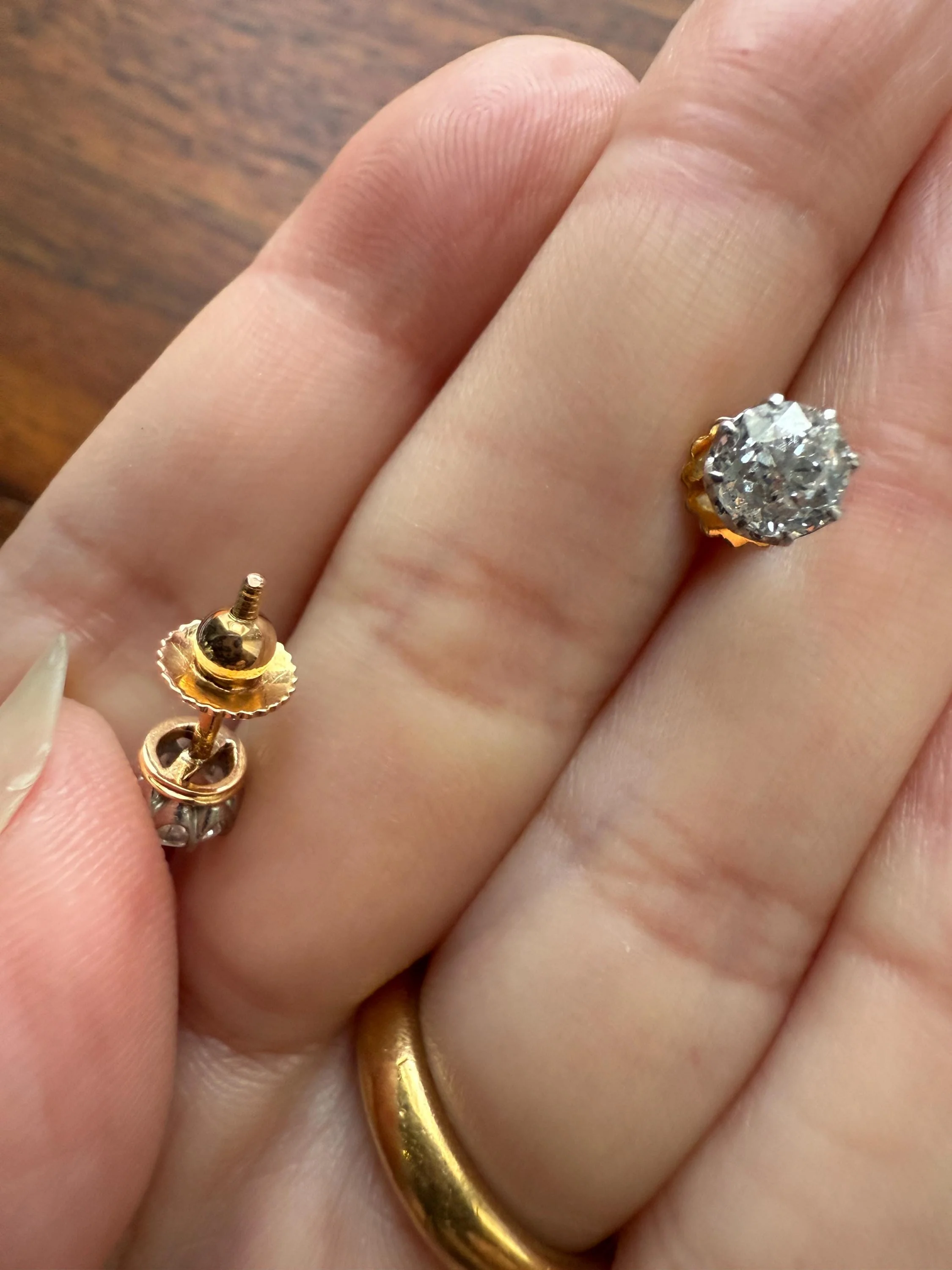 Antique 1.2 Carat Tdw Old Mine Cut DIAMOND Natural Studs 18k Gold Solid Screw Back Stud EARRINGS French Gift Belle Epoque Bridal Minimalist - Image 11