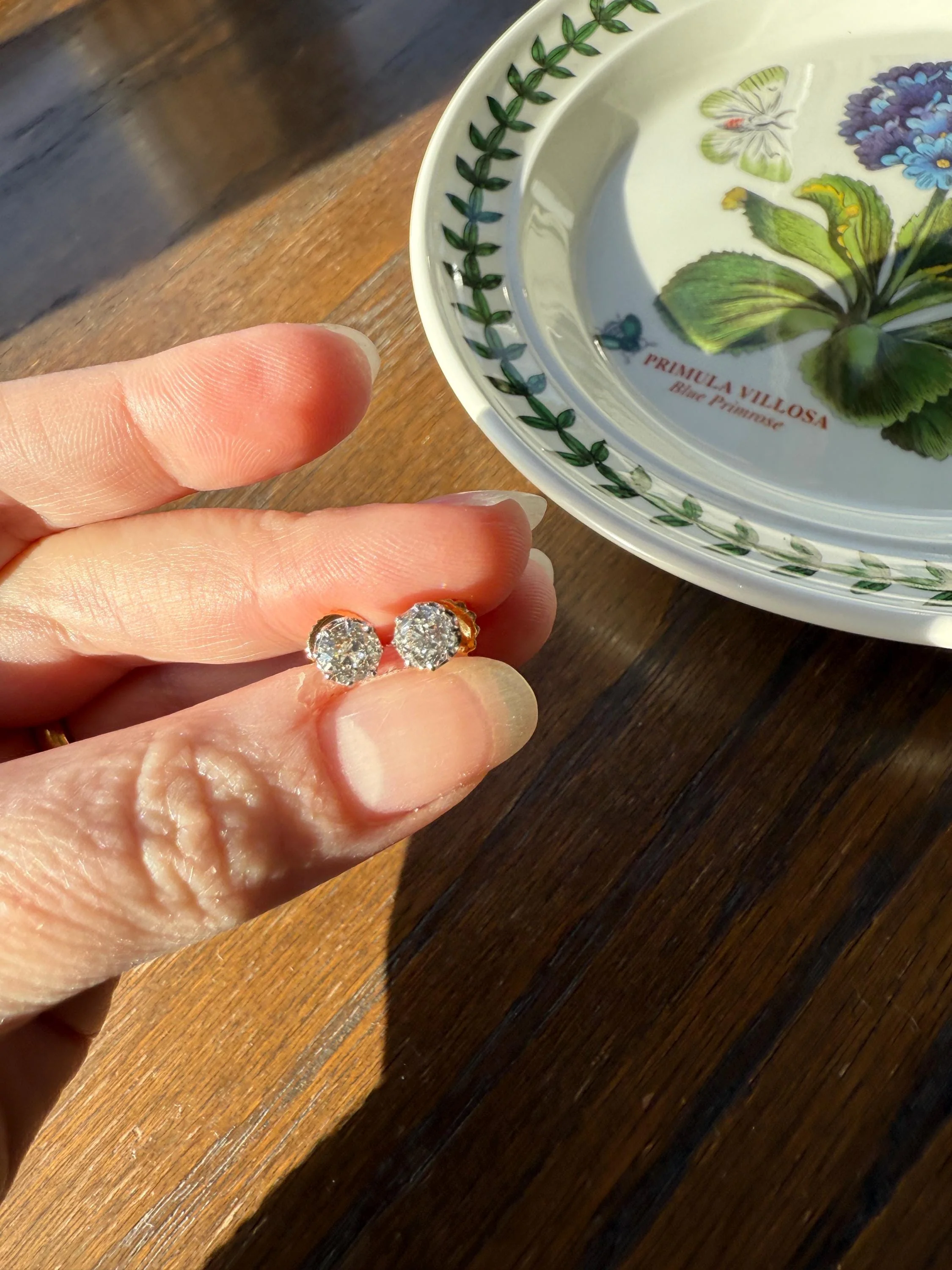Antique 1.2 Carat Tdw Old Mine Cut DIAMOND Natural Studs 18k Gold Solid Screw Back Stud EARRINGS French Gift Belle Epoque Bridal Minimalist - Image 7