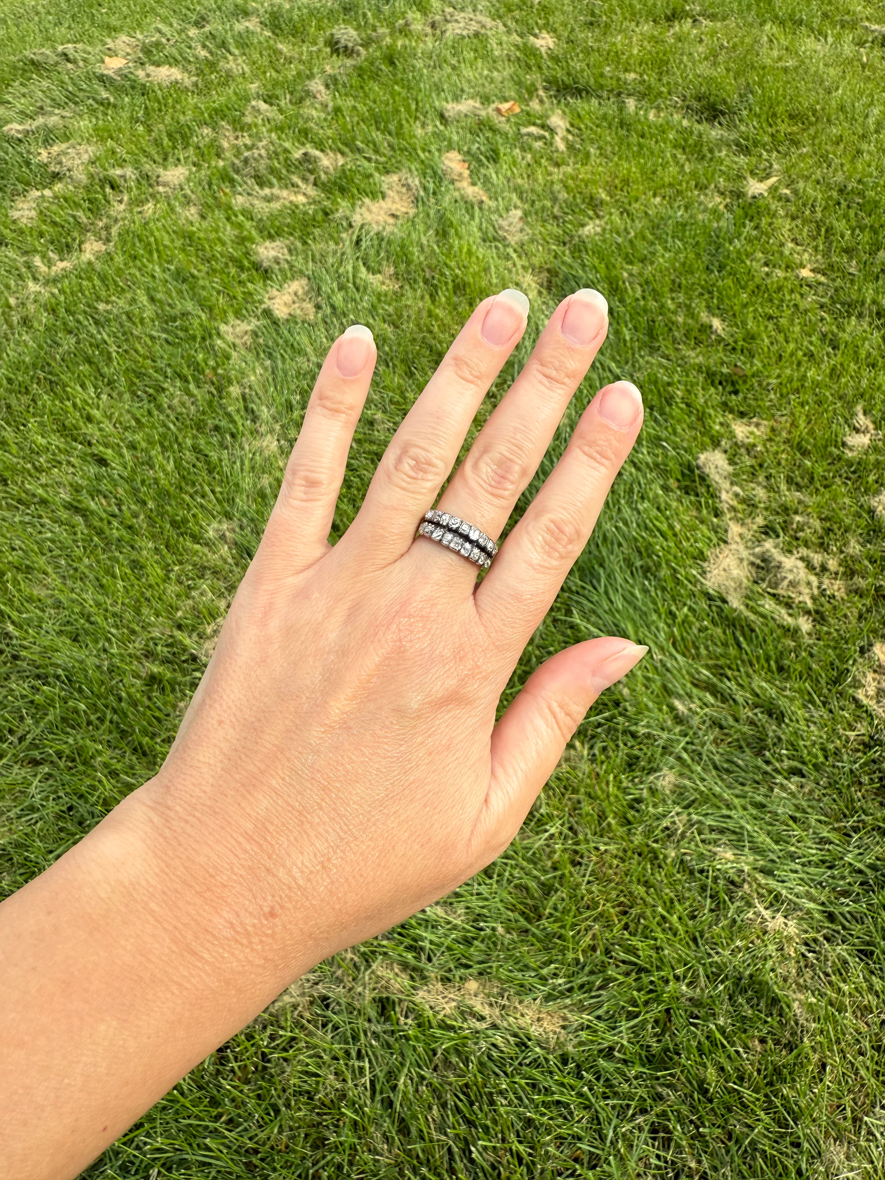 Antique 1.25 Carat Chunky Old Mine Cut DIAMOND Georgian 10k Gold Half Hoop Cigar Band Double Row Ring - Image 12