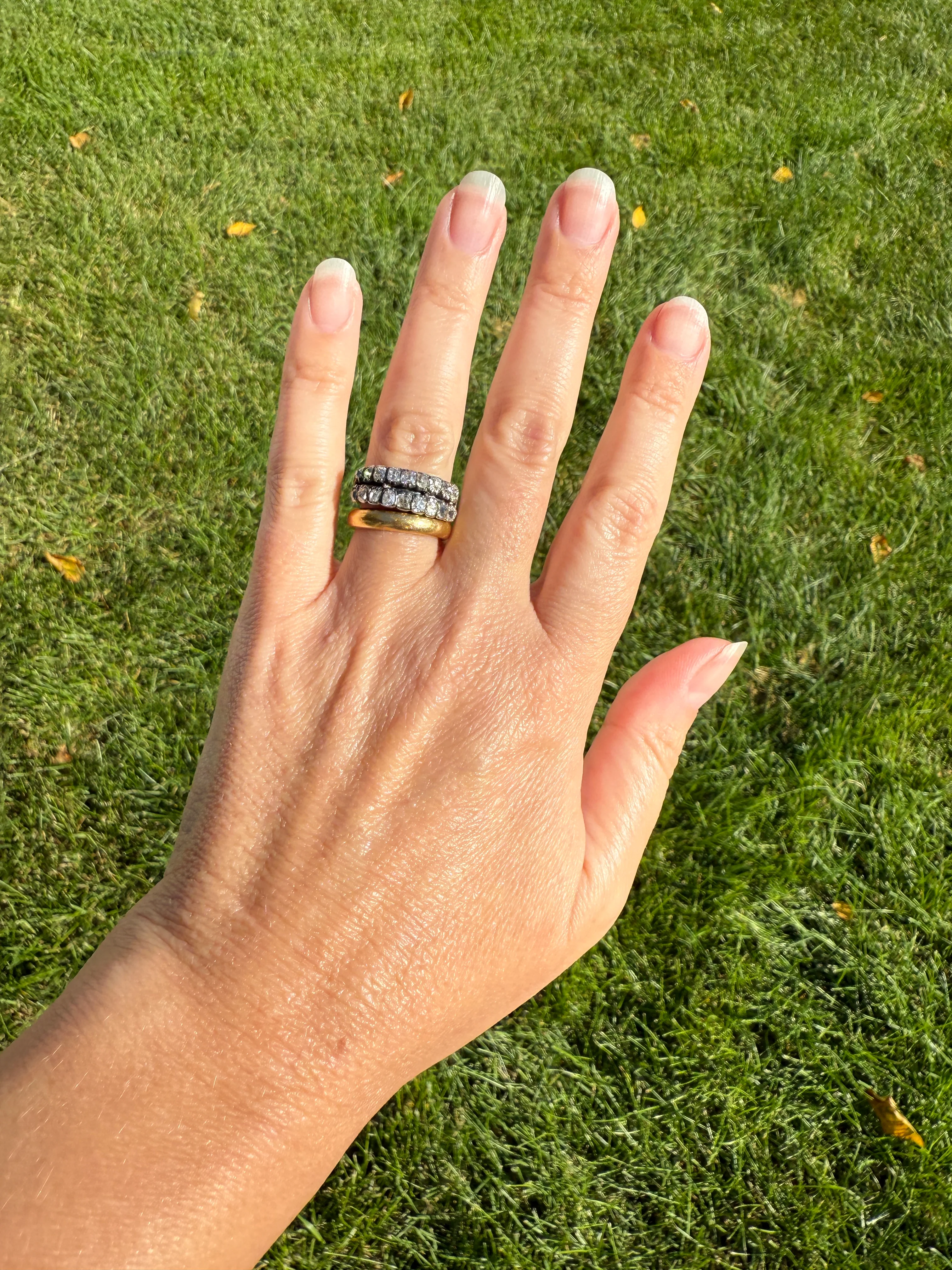 Antique 1.25 Carat Chunky Old Mine Cut DIAMOND Georgian 10k Gold Half Hoop Cigar Band Double Row Ring - Image 16