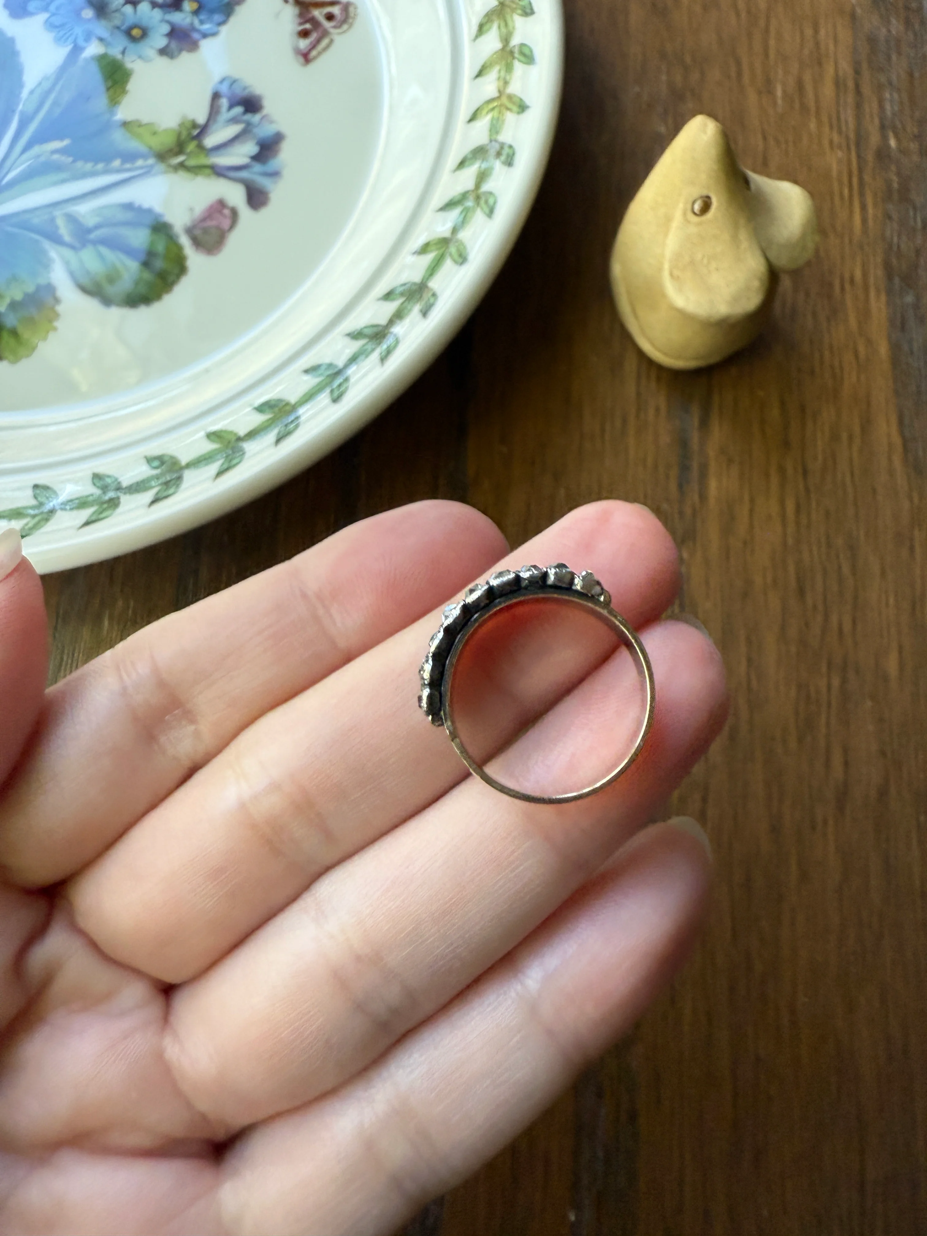Antique 1.25 Carat Chunky Old Mine Cut DIAMOND Georgian 10k Gold Half Hoop Cigar Band Double Row Ring - Image 23