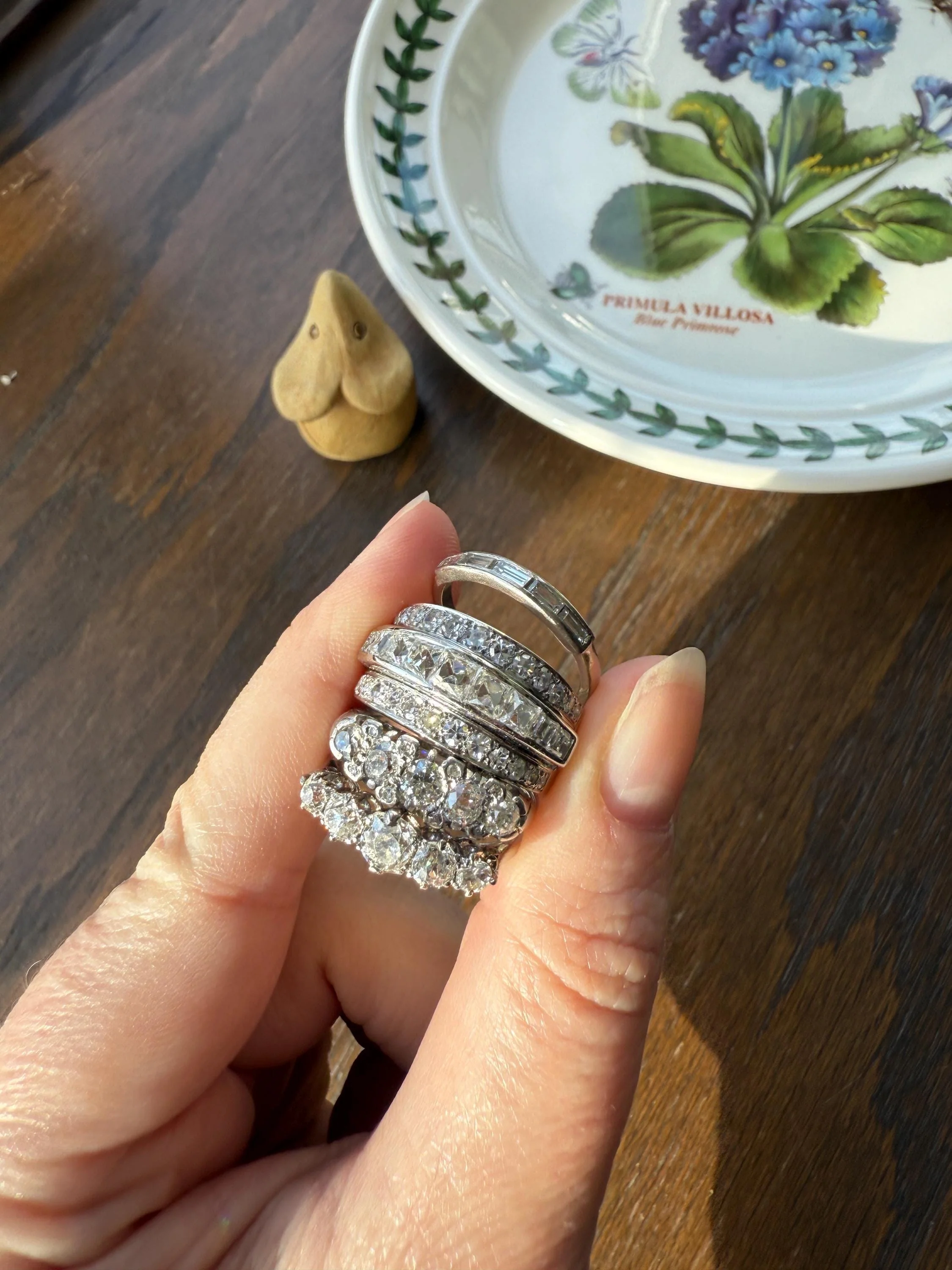 Antique 1.25 Carat Old Mine Cut DIAMOND Five Stone Band Stacker Ring Platinum Wedding Prong Set Stacker Victorian Edwardian - Image 16