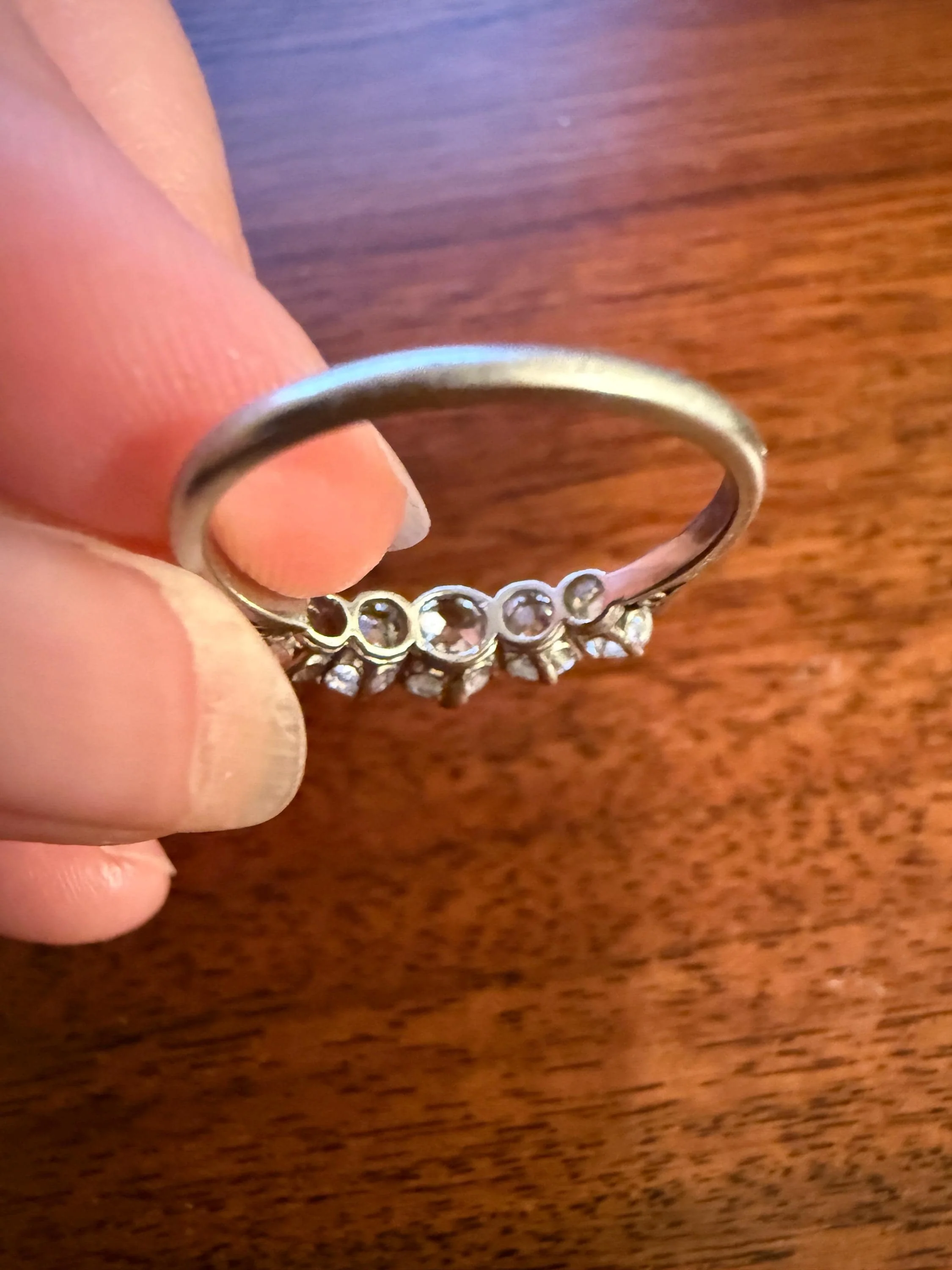 Antique 1.25 Carat Old Mine Cut DIAMOND Five Stone Band Stacker Ring Platinum Wedding Prong Set Stacker Victorian Edwardian - Image 19