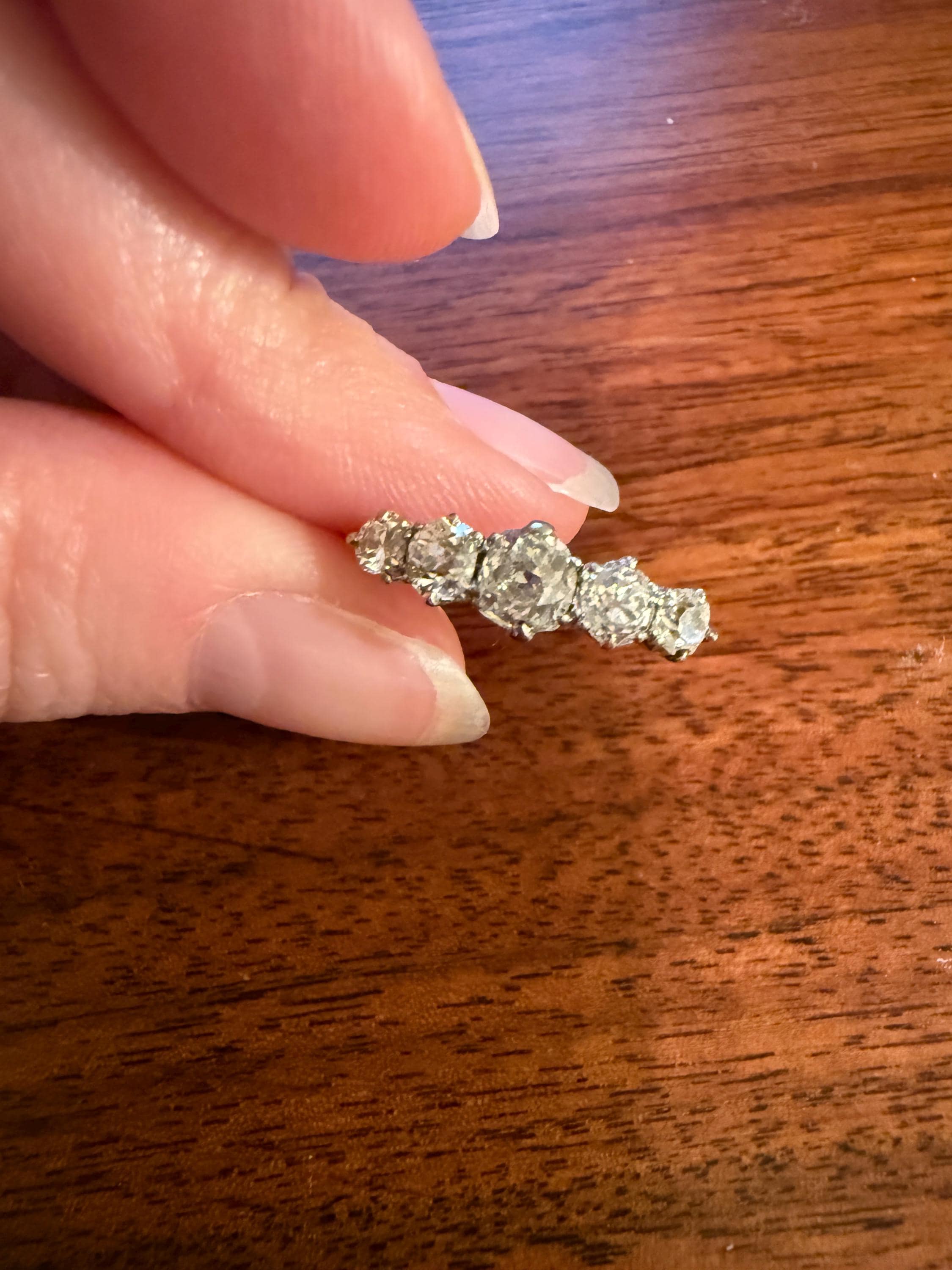Antique 1.25 Carat Old Mine Cut DIAMOND Five Stone Band Stacker Ring Platinum Wedding Prong Set Stacker Victorian Edwardian - Image 6