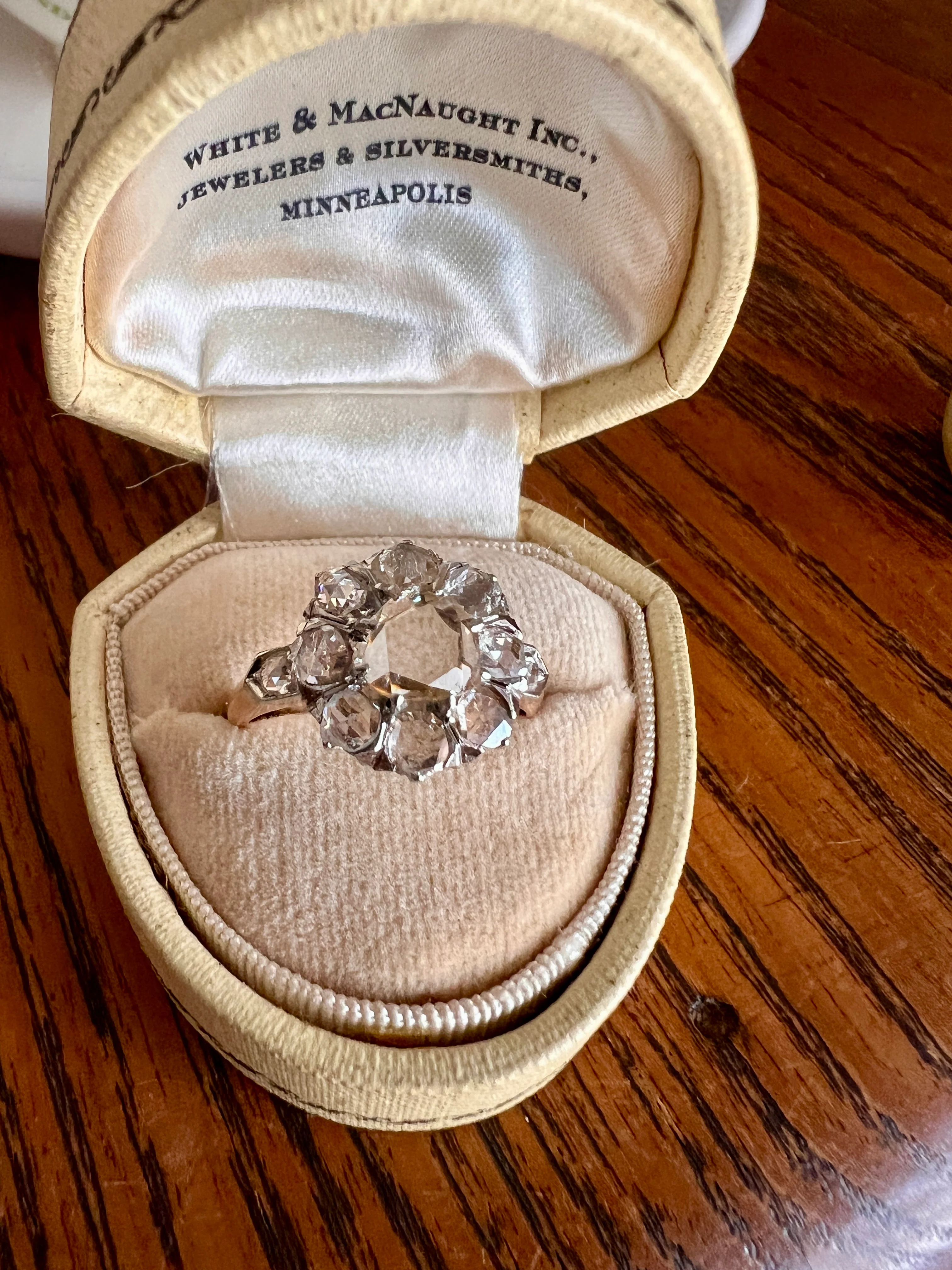 ANTIQUE 1.3 CARAT Rose Cut DIAMOND Clear Disco Daisy Cluster Ring French Victorian Era 18k Gold Platinum - Image 27