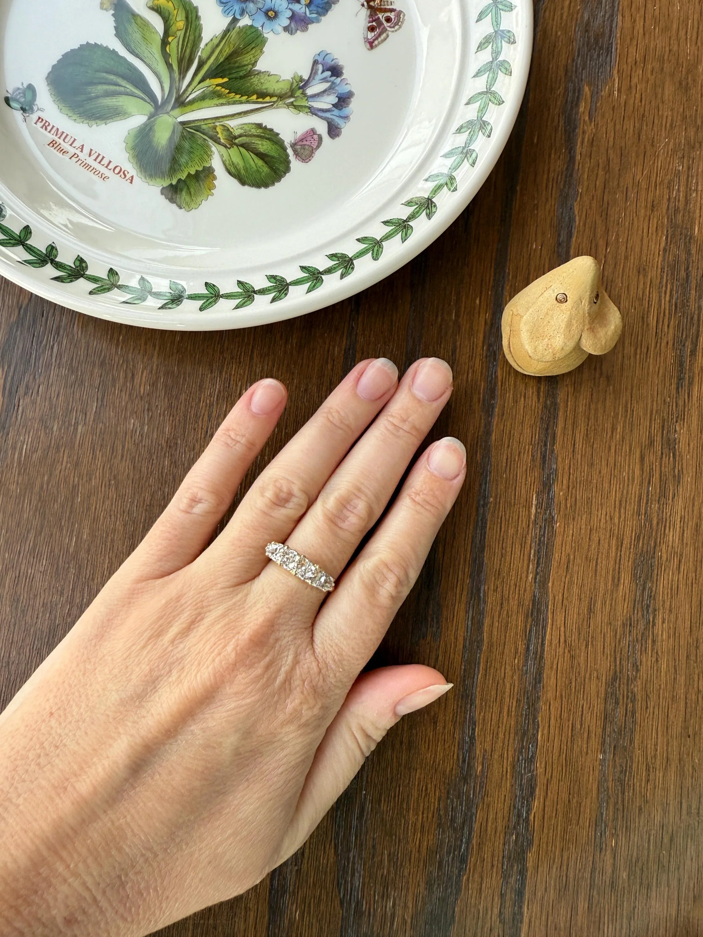 Antique 1.5 Carat Old Mine Cut DIAMOND 5 Five Stone Band Ring 18k Gold Rose Cut Spacers Gemset Prongs Scrolled Victorian Romantic Gift - Image 16