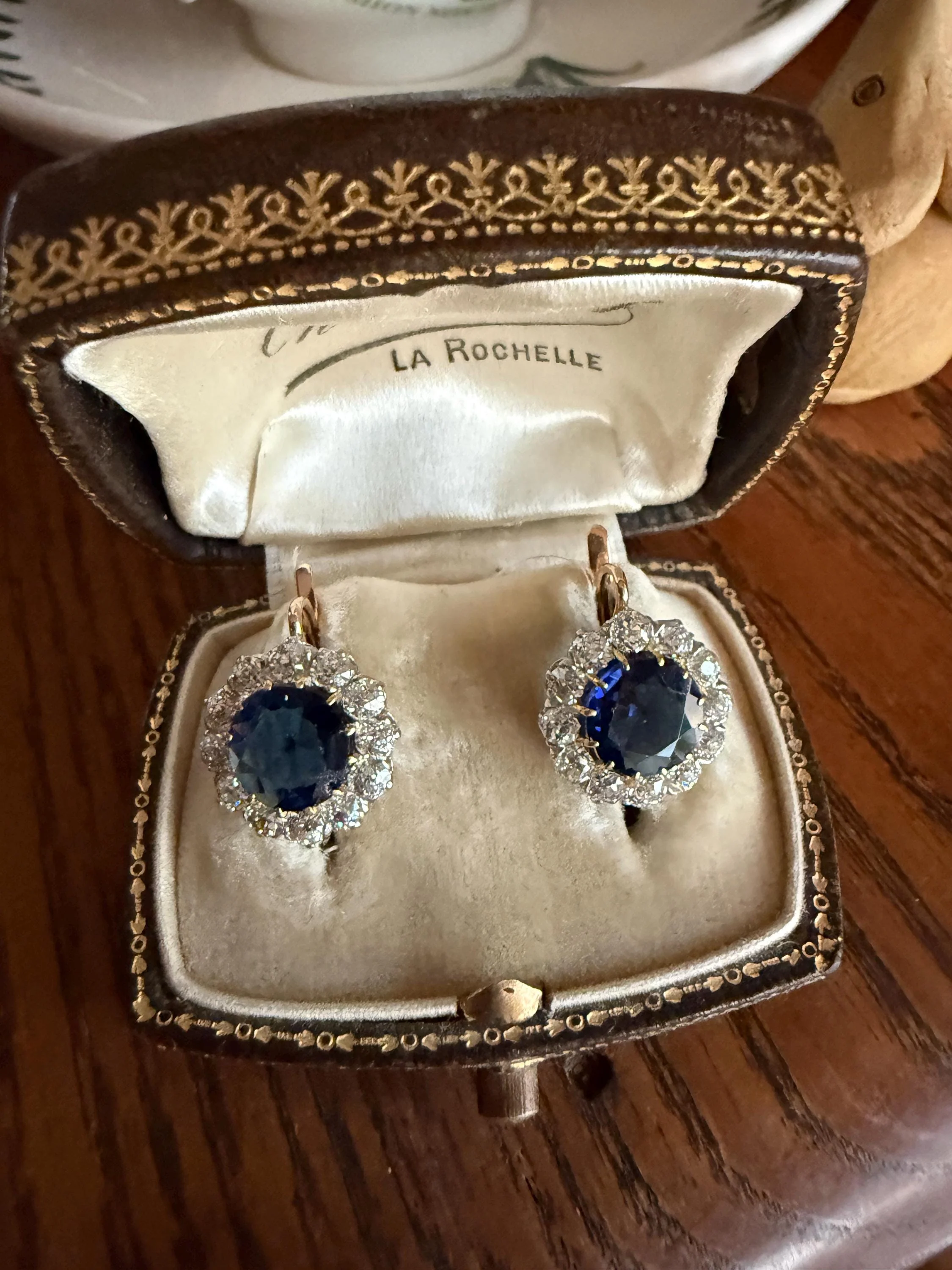Antique 1.7 Carat Old Mine Cut DIAMOND Blue Paste Faux Sapphire 18k Gold Halo Dormeuse Earrings Victorian Dangle Gift Something Old Blue - Image 12