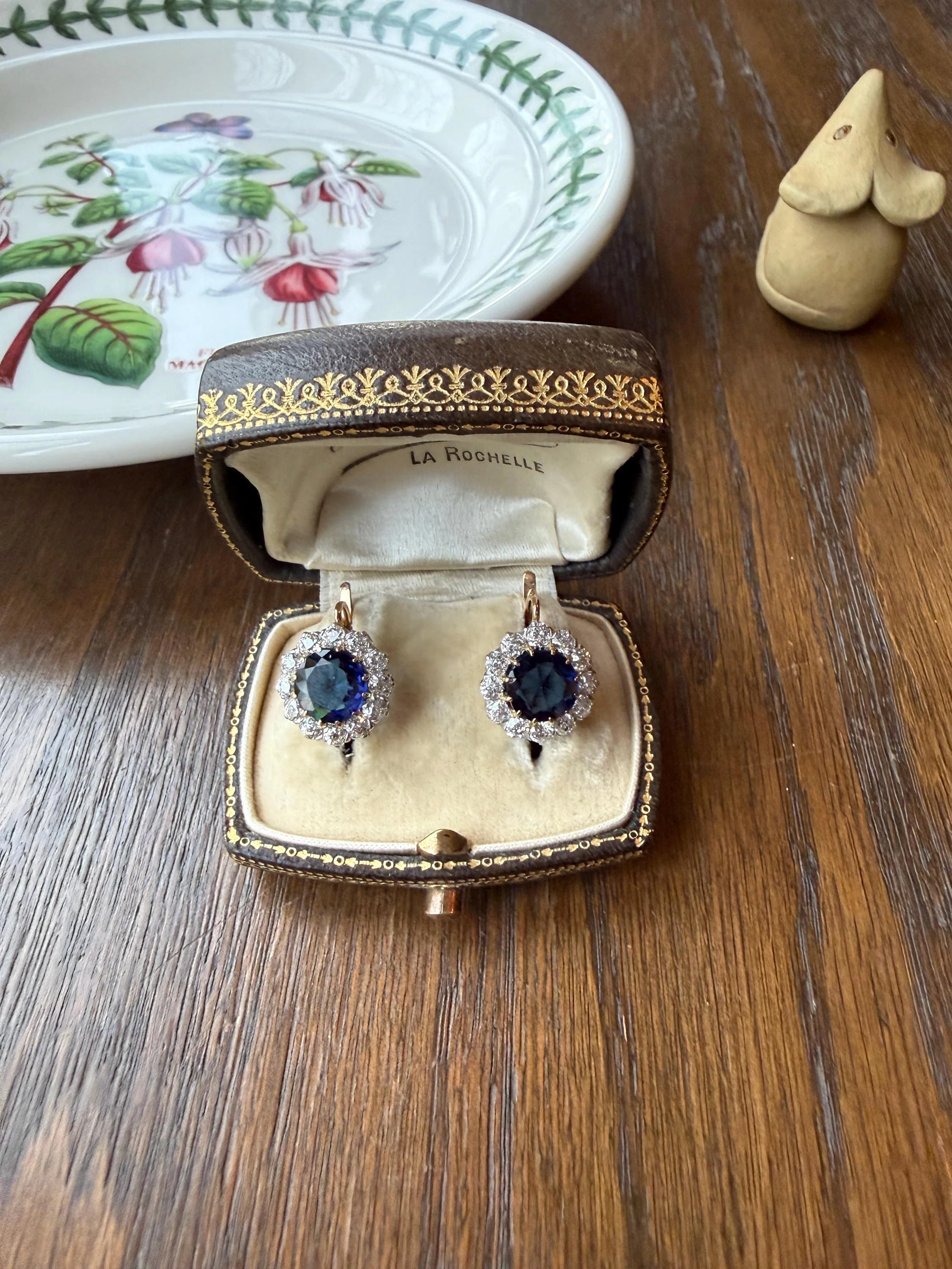 Antique 1.7 Carat Old Mine Cut DIAMOND Blue Paste Faux Sapphire 18k Gold Halo Dormeuse Earrings Victorian Dangle Gift Something Old Blue - Image 19