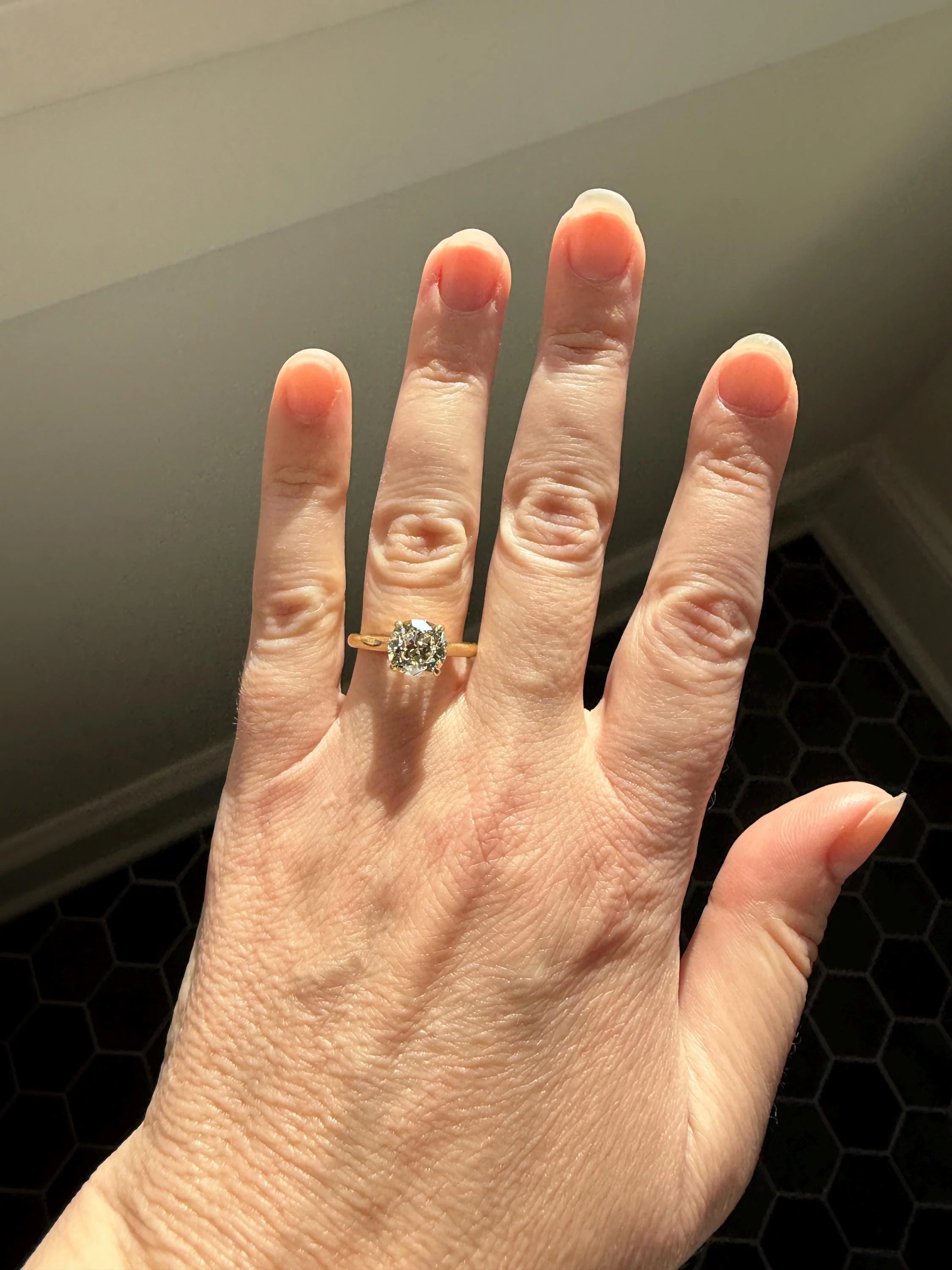Antique 1.82 CARAT Natural Old European Mine Cushion Cut Hybrid DIAMOND Solitaire Engagement Ring 18k Gold Solid Yellow Prong w/ Cert Ooak - Image 10