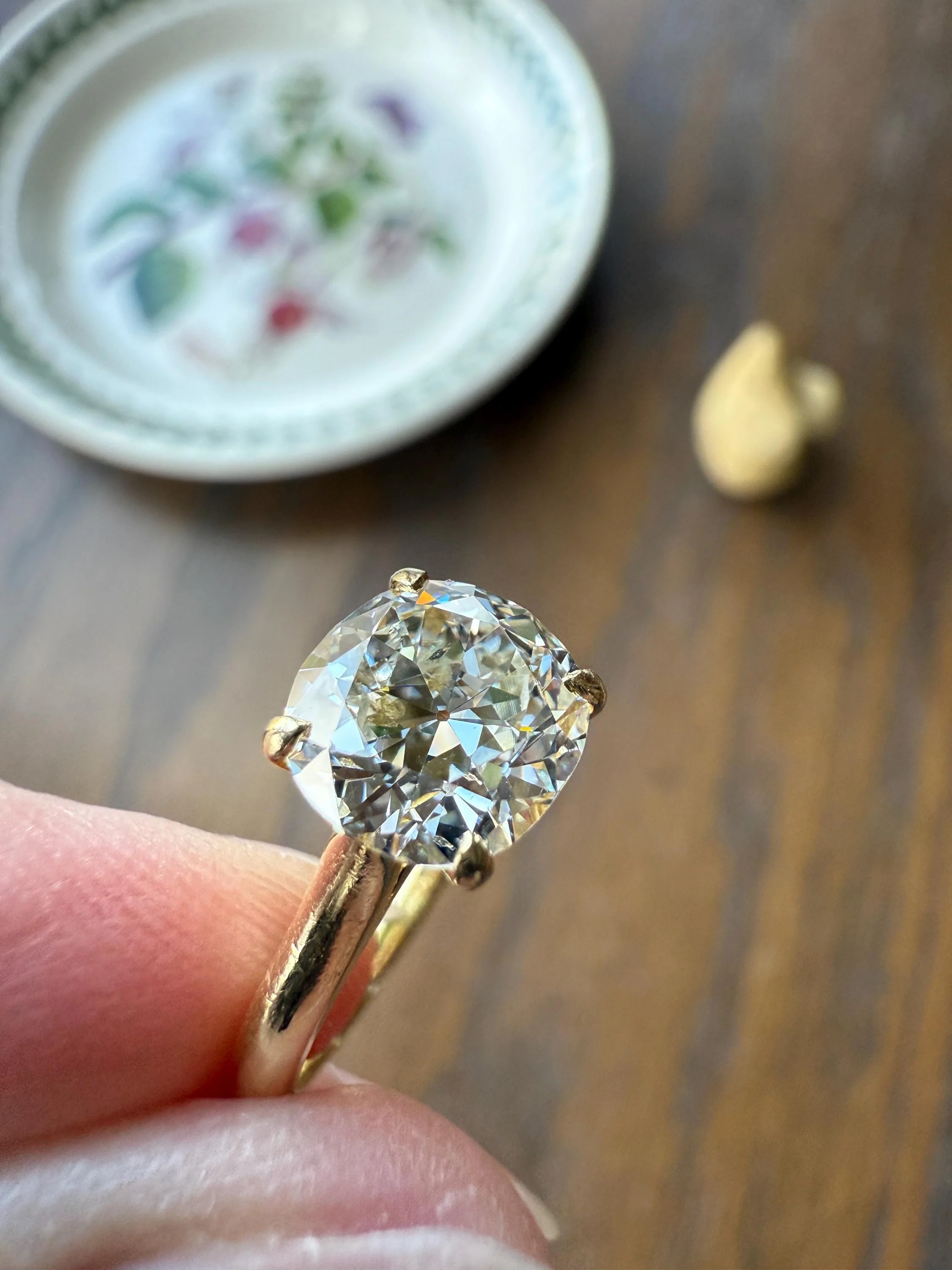 Antique 1.82 CARAT Natural Old European Mine Cushion Cut Hybrid DIAMOND Solitaire Engagement Ring 18k Gold Solid Yellow Prong w/ Cert Ooak - Image 11