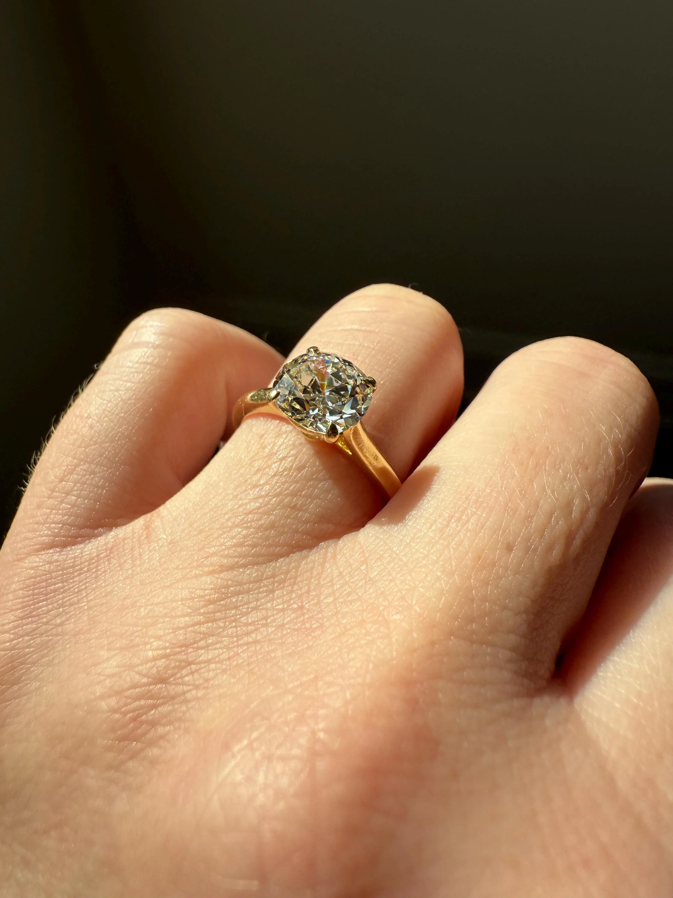 Antique 1.82 CARAT Natural Old European Mine Cushion Cut Hybrid DIAMOND Solitaire Engagement Ring 18k Gold Solid Yellow Prong w/ Cert Ooak - Image 12