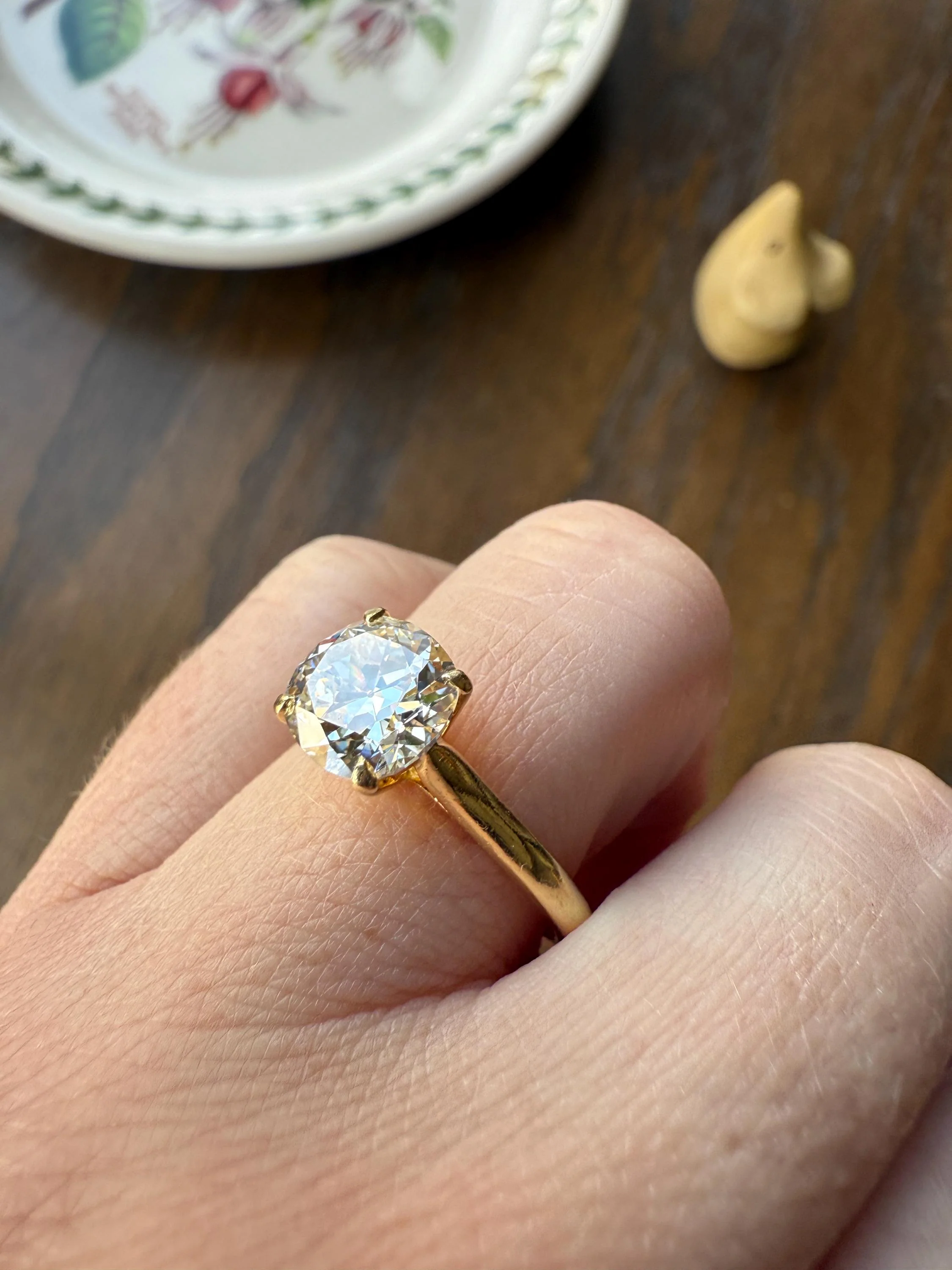 Antique 1.82 CARAT Natural Old European Mine Cushion Cut Hybrid DIAMOND Solitaire Engagement Ring 18k Gold Solid Yellow Prong w/ Cert Ooak - Image 15