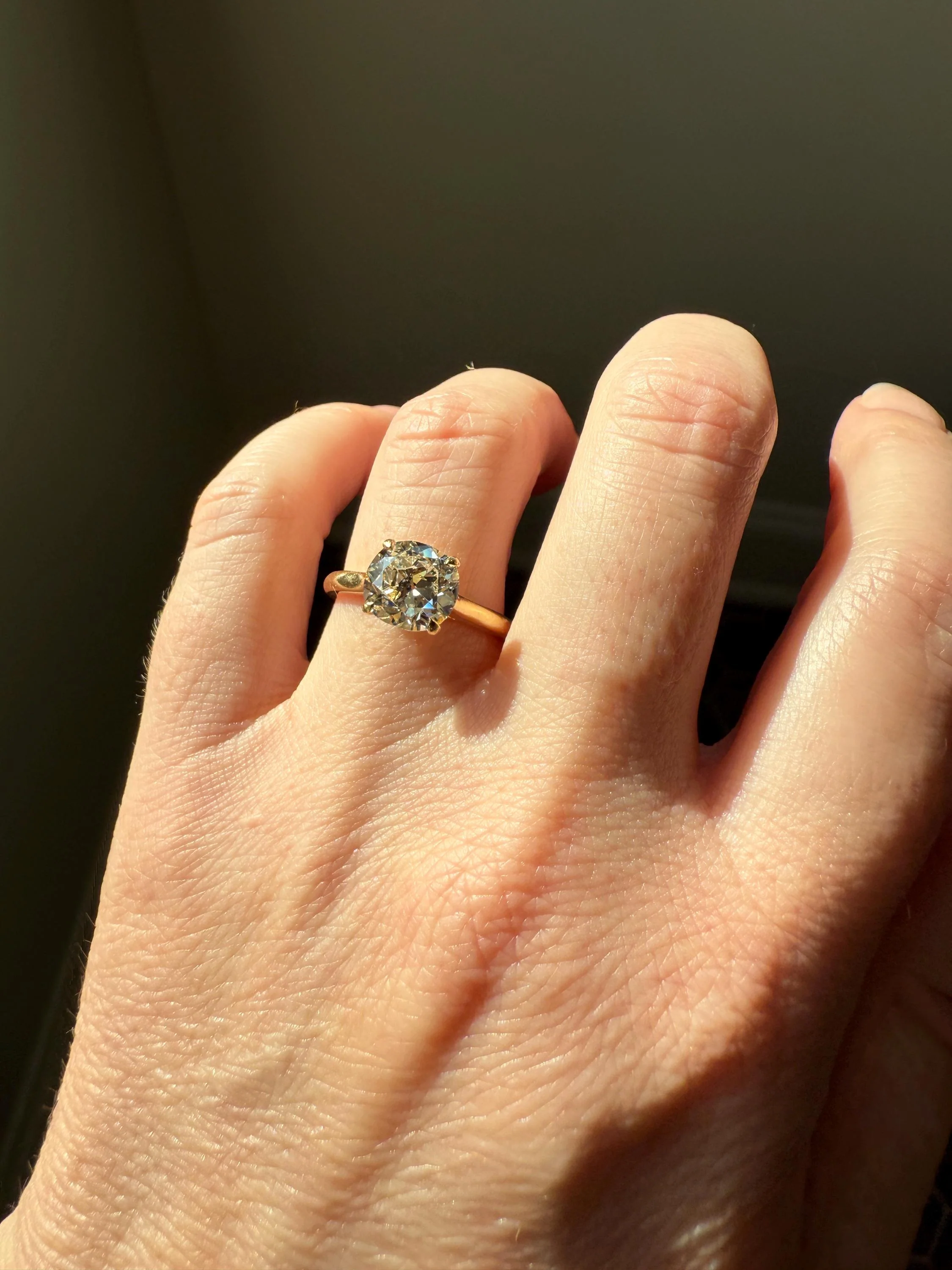Antique 1.82 CARAT Natural Old European Mine Cushion Cut Hybrid DIAMOND Solitaire Engagement Ring 18k Gold Solid Yellow Prong w/ Cert Ooak - Image 16