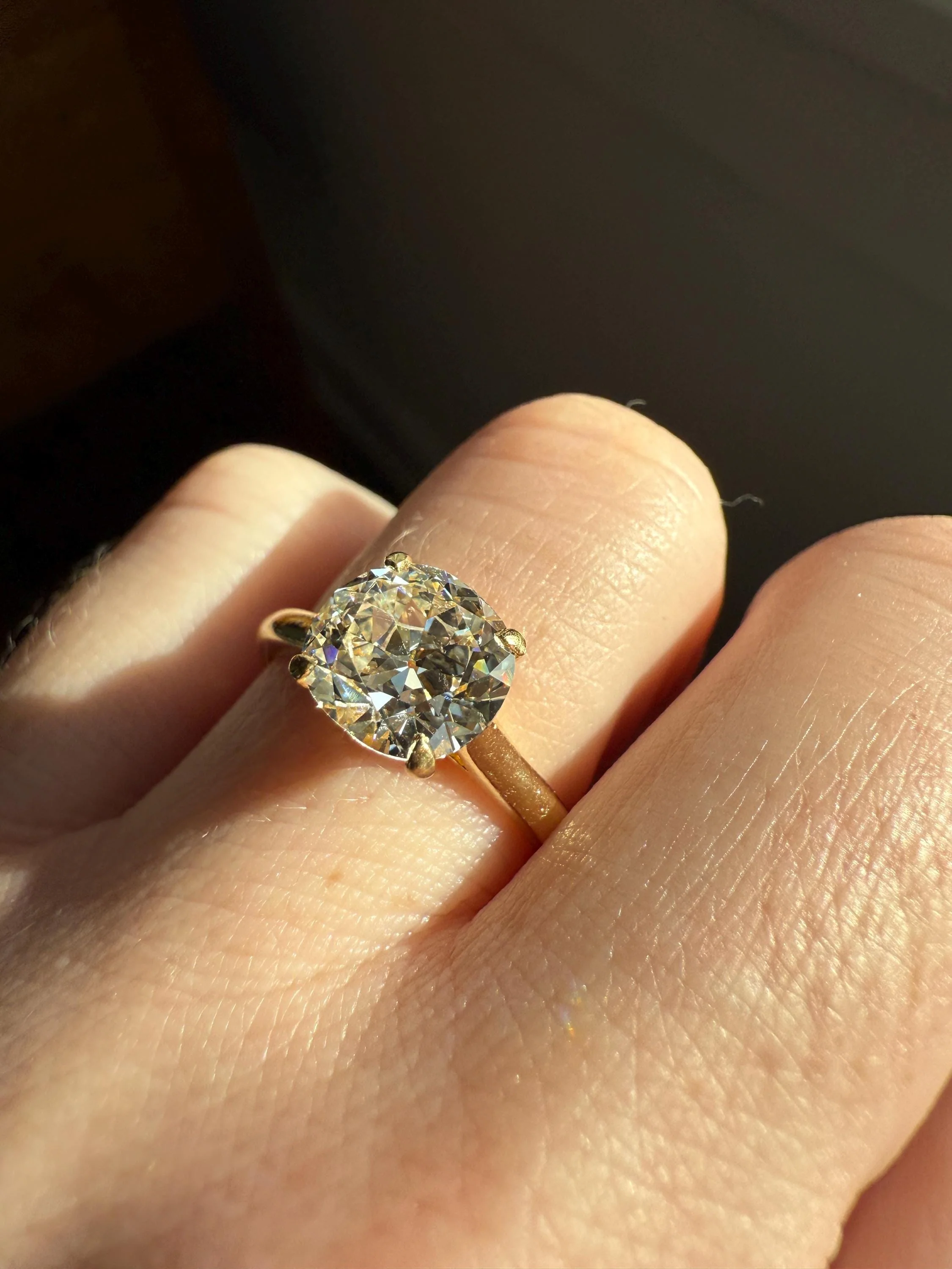 Antique 1.82 CARAT Natural Old European Mine Cushion Cut Hybrid DIAMOND Solitaire Engagement Ring 18k Gold Solid Yellow Prong w/ Cert Ooak - Image 2
