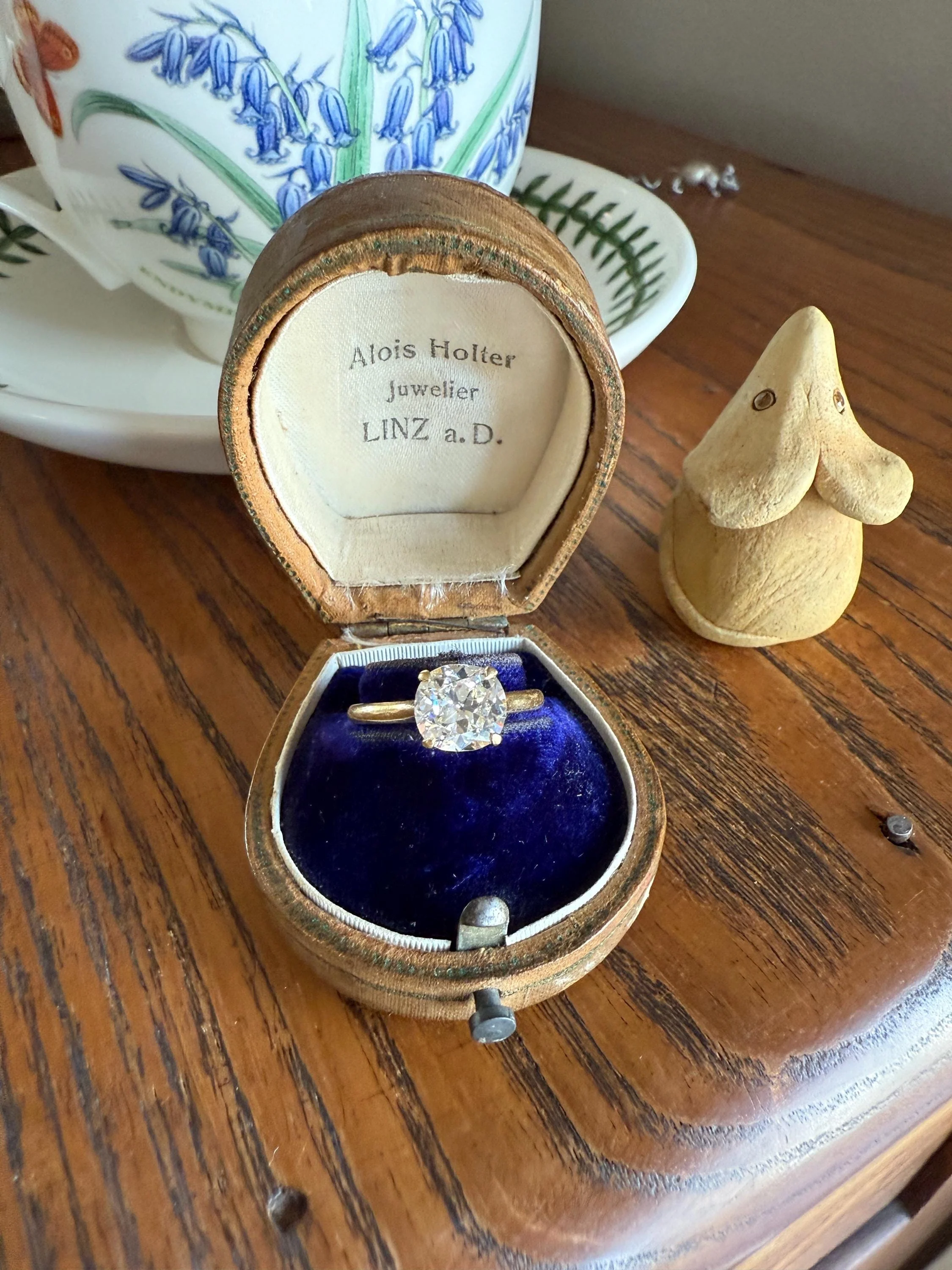 Antique 1.82 CARAT Natural Old European Mine Cushion Cut Hybrid DIAMOND Solitaire Engagement Ring 18k Gold Solid Yellow Prong w/ Cert Ooak - Image 3