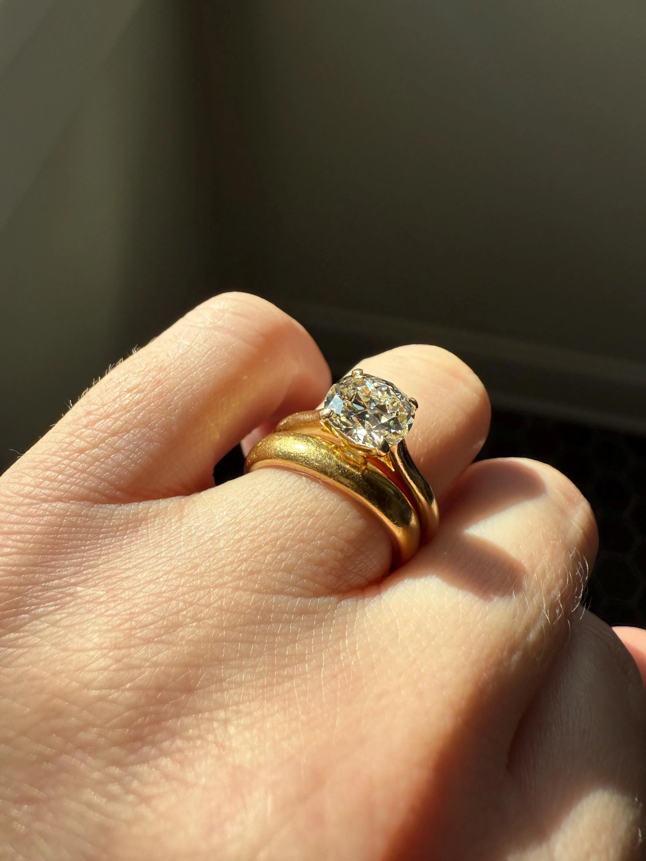 Antique 1.82 CARAT Natural Old European Mine Cushion Cut Hybrid DIAMOND Solitaire Engagement Ring 18k Gold Solid Yellow Prong w/ Cert Ooak - Image 5