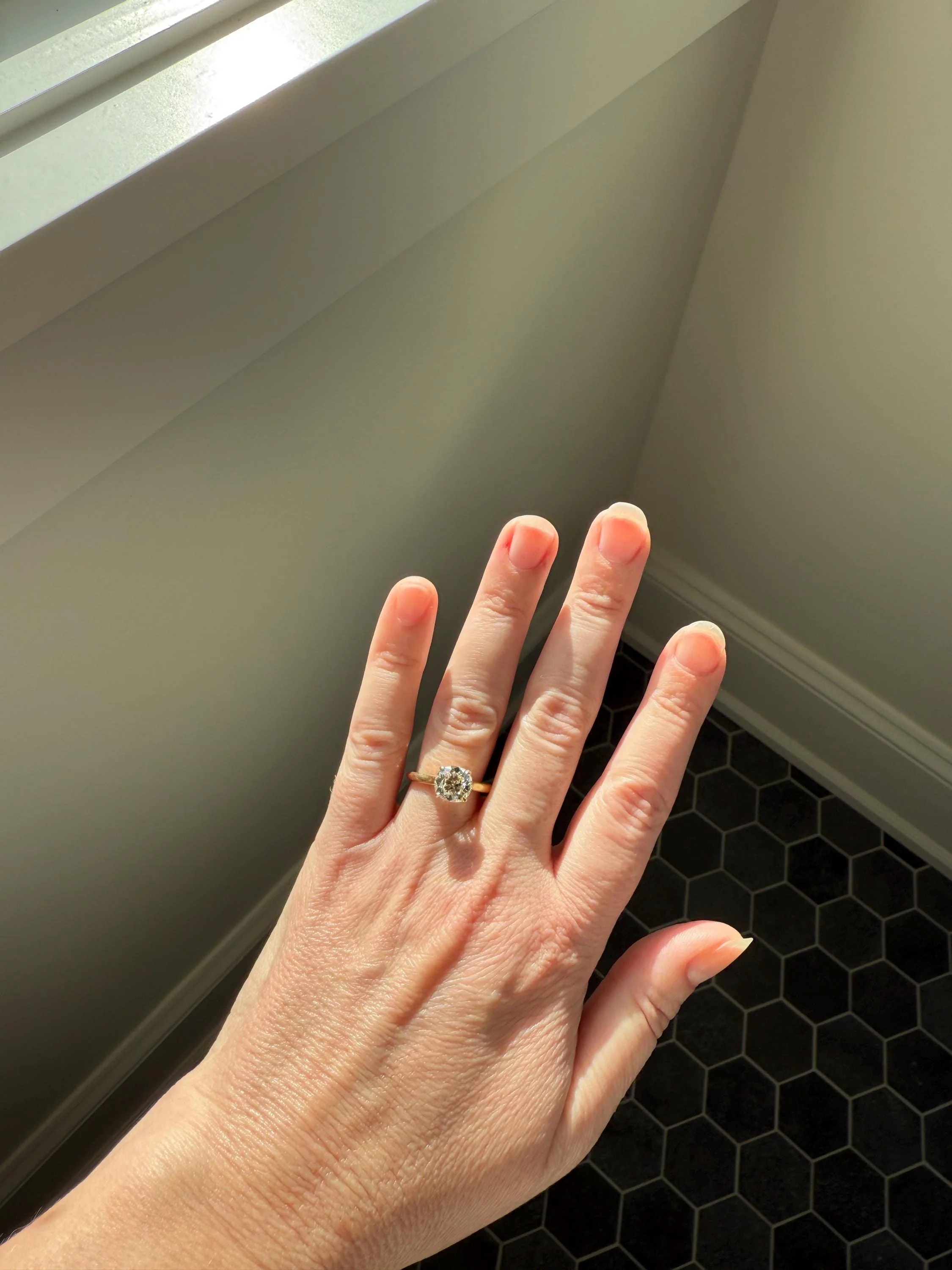 Antique 1.82 CARAT Natural Old European Mine Cushion Cut Hybrid DIAMOND Solitaire Engagement Ring 18k Gold Solid Yellow Prong w/ Cert Ooak - Image 6