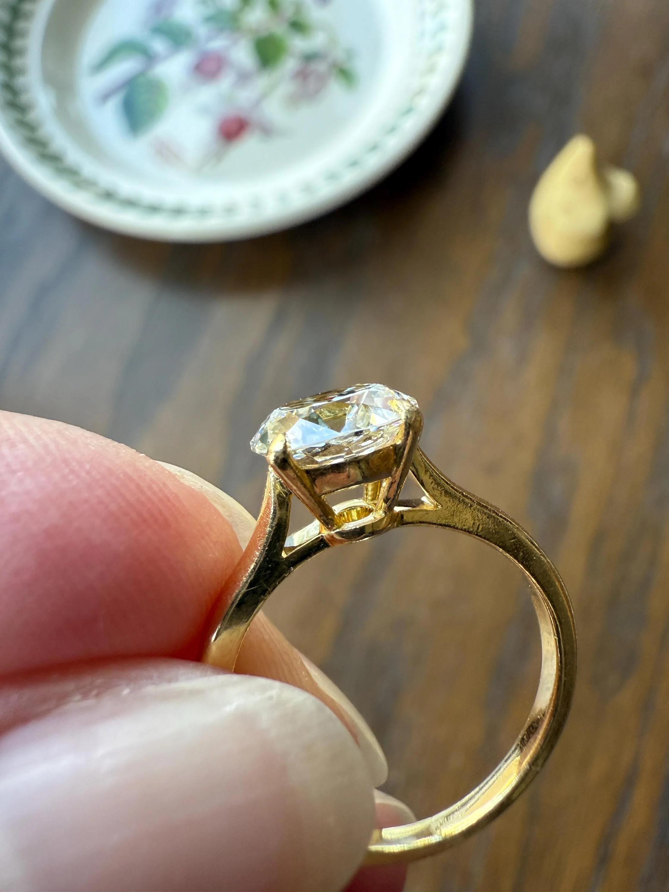 Antique 1.82 CARAT Natural Old European Mine Cushion Cut Hybrid DIAMOND Solitaire Engagement Ring 18k Gold Solid Yellow Prong w/ Cert Ooak - Image 7