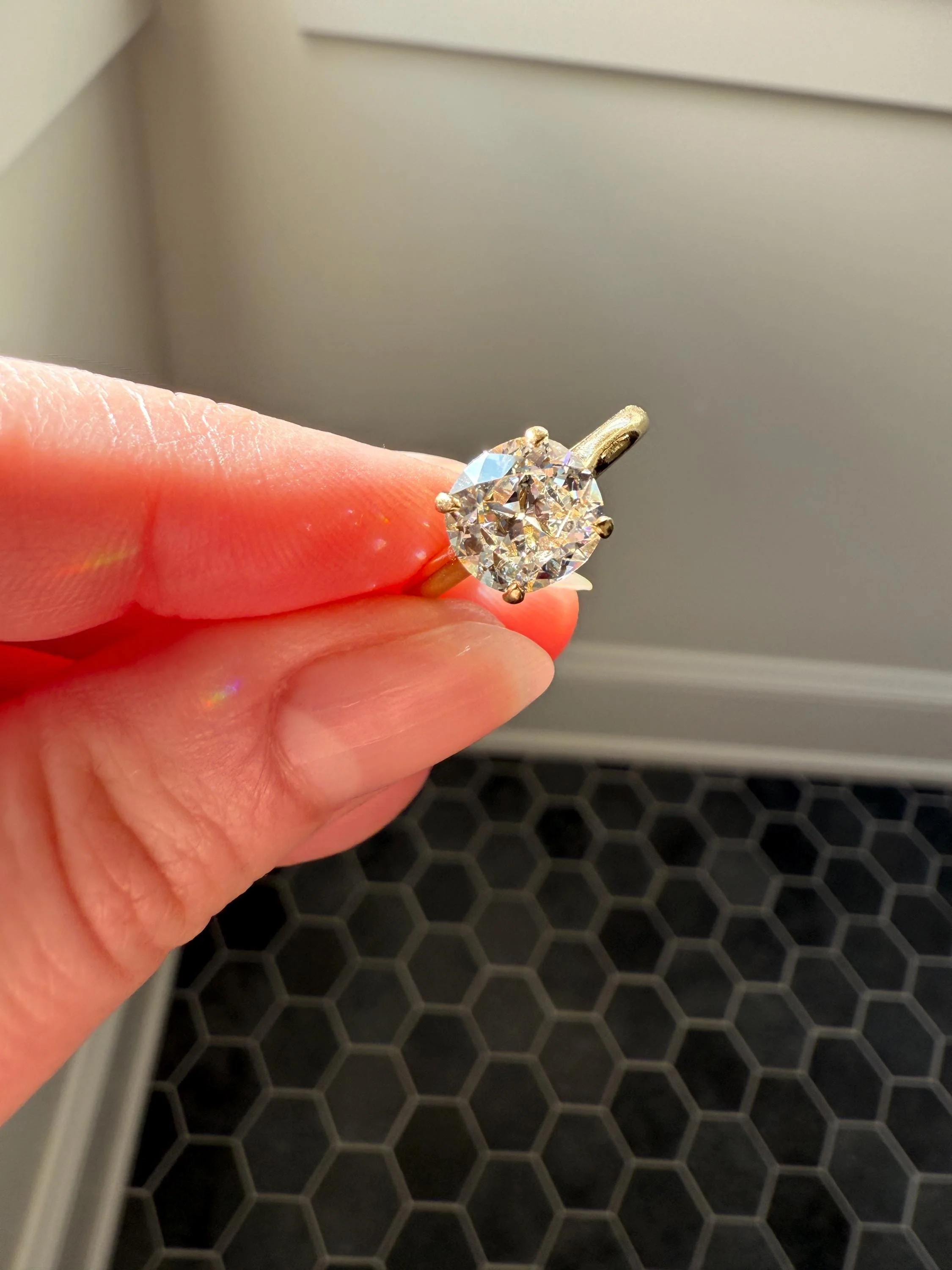 Antique 1.82 CARAT Natural Old European Mine Cushion Cut Hybrid DIAMOND Solitaire Engagement Ring 18k Gold Solid Yellow Prong w/ Cert Ooak - Image 8