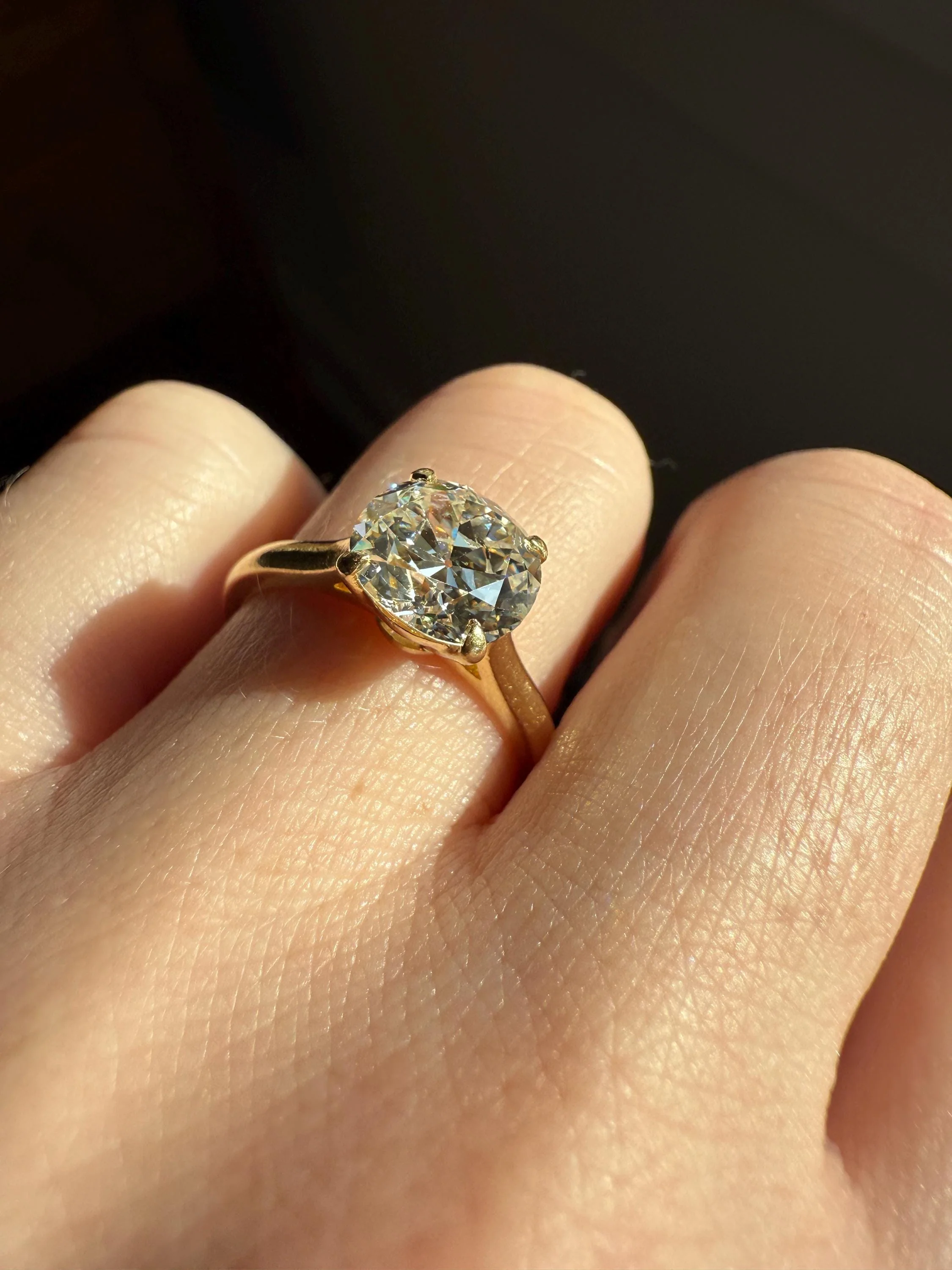 Antique 1.82 CARAT Natural Old European Mine Cushion Cut Hybrid DIAMOND Solitaire Engagement Ring 18k Gold Solid Yellow Prong w/ Cert Ooak - Image 9