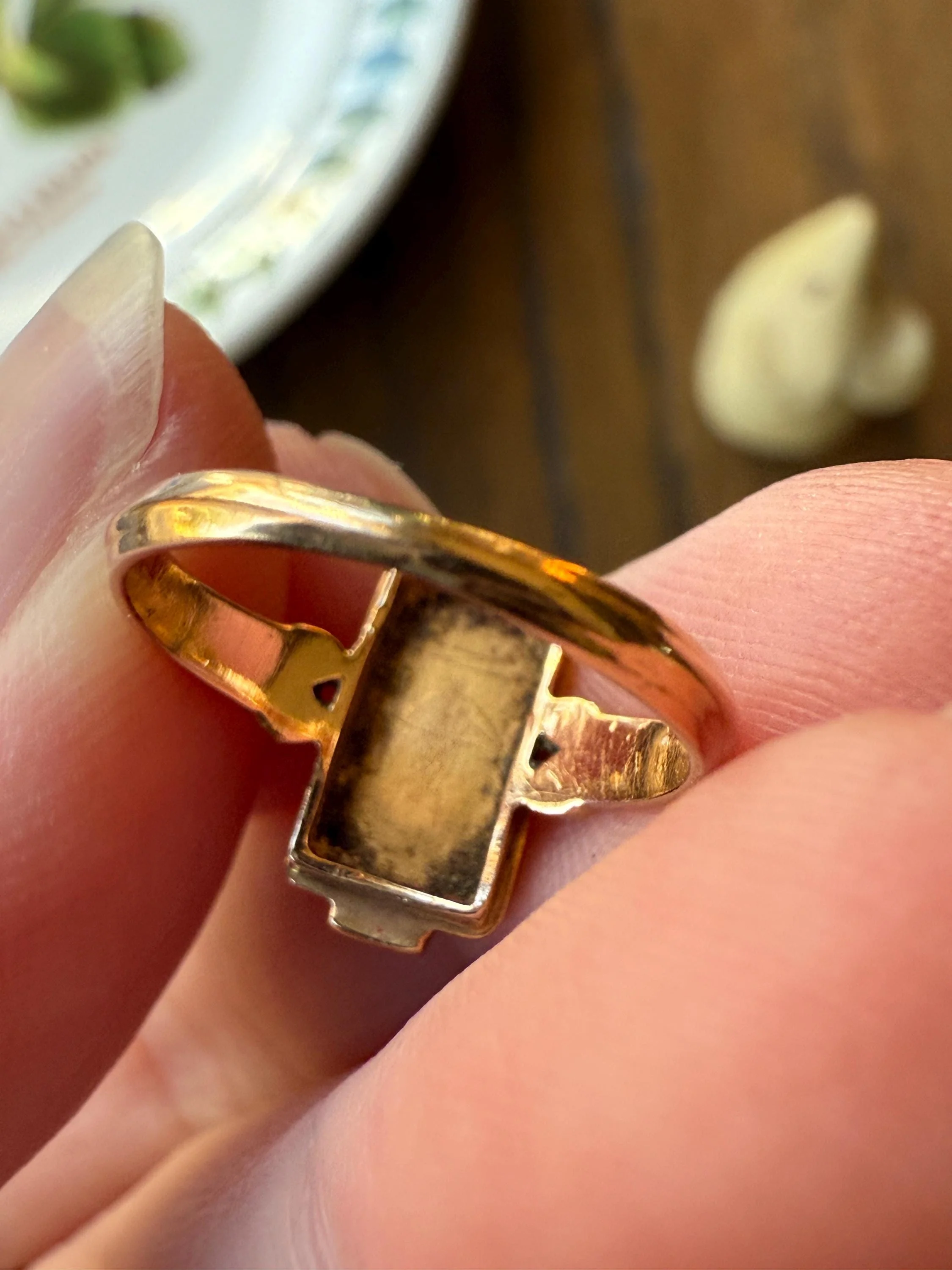 Antique 18k Gold French Turquoise Seed Pearl Linear Pinky Midi Ring Victorian Era Baby Child's Geometric Blue Dainty - Image 13