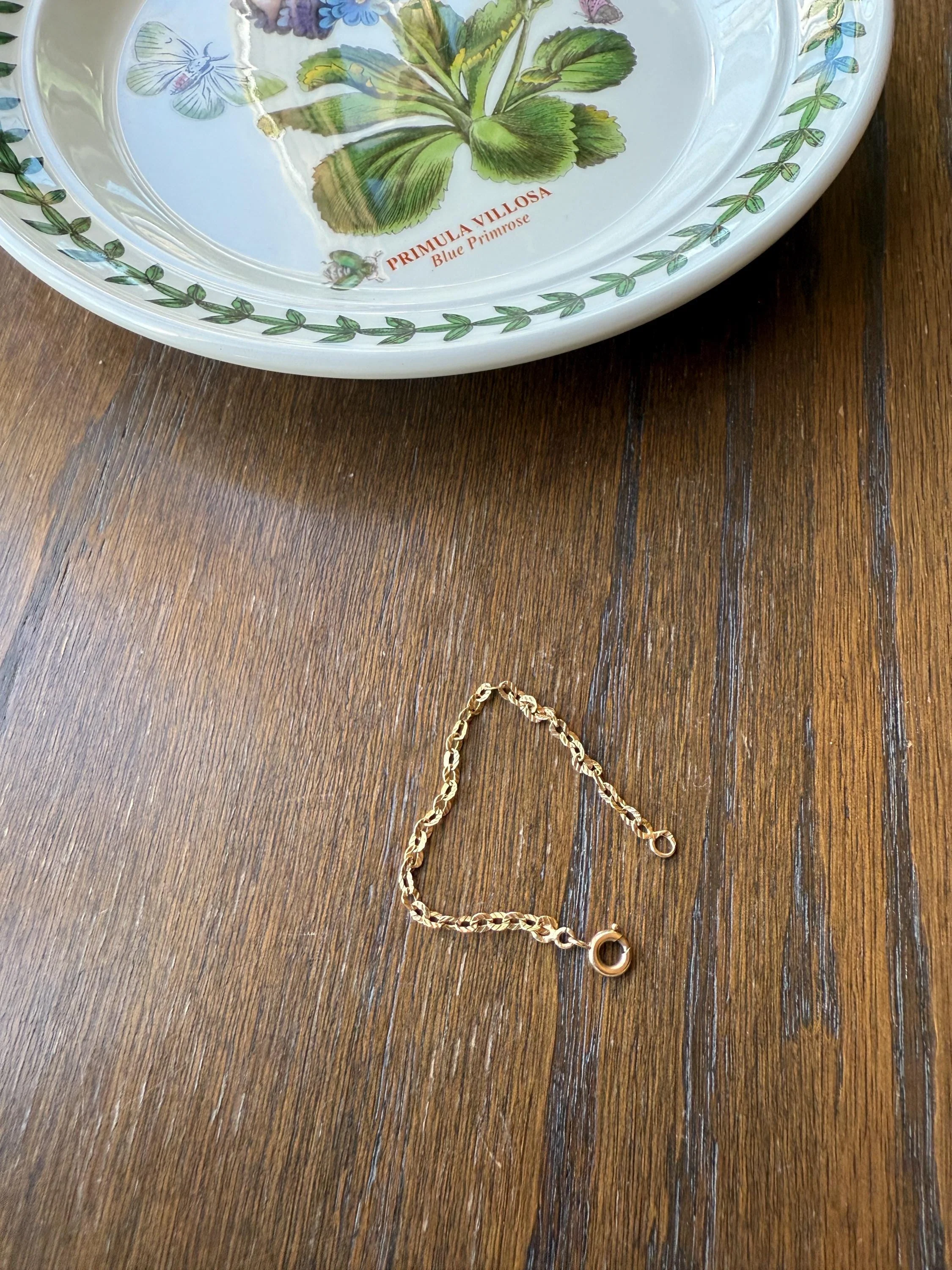 Antique 18k Gold Solid Extender Connector French Victorian Baby Child Bracelet Striped Oval Link 4.5 Inches Long - Image 3