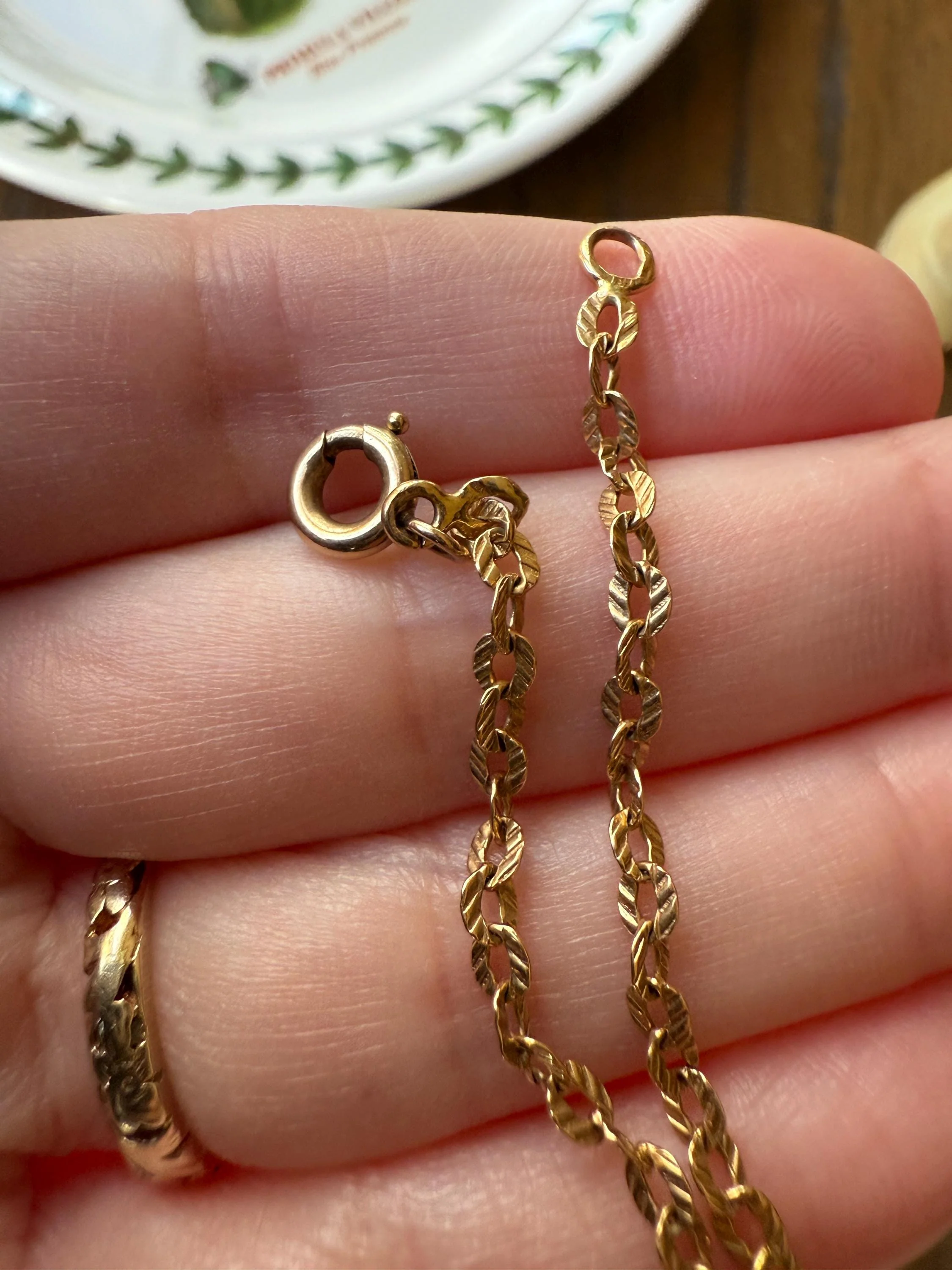 Antique 18k Gold Solid Extender Connector French Victorian Baby Child Bracelet Striped Oval Link 4.5 Inches Long - Image 6