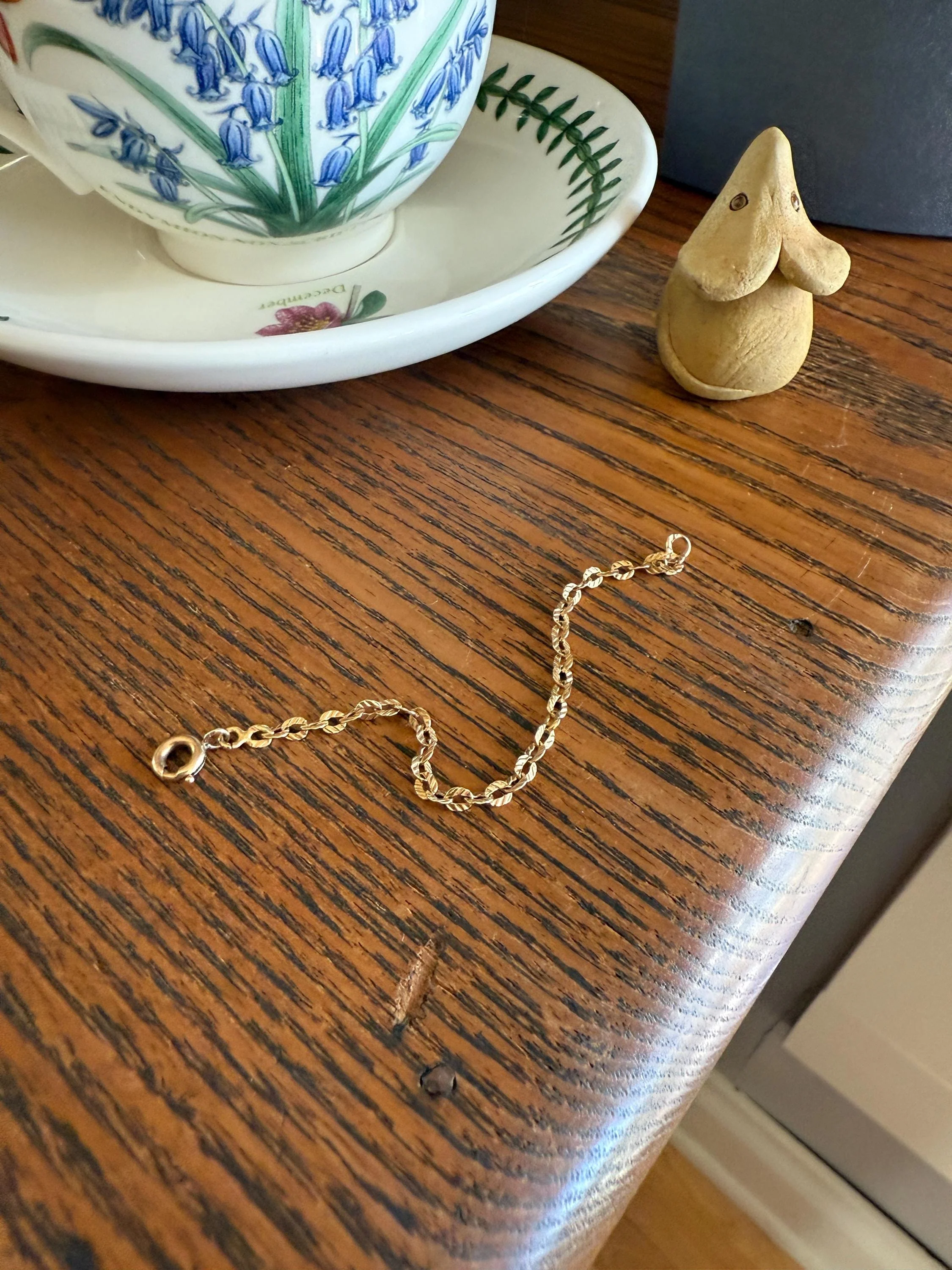 Antique 18k Gold Solid Extender Connector French Victorian Baby Child Bracelet Striped Oval Link 4.5 Inches Long - Image 7