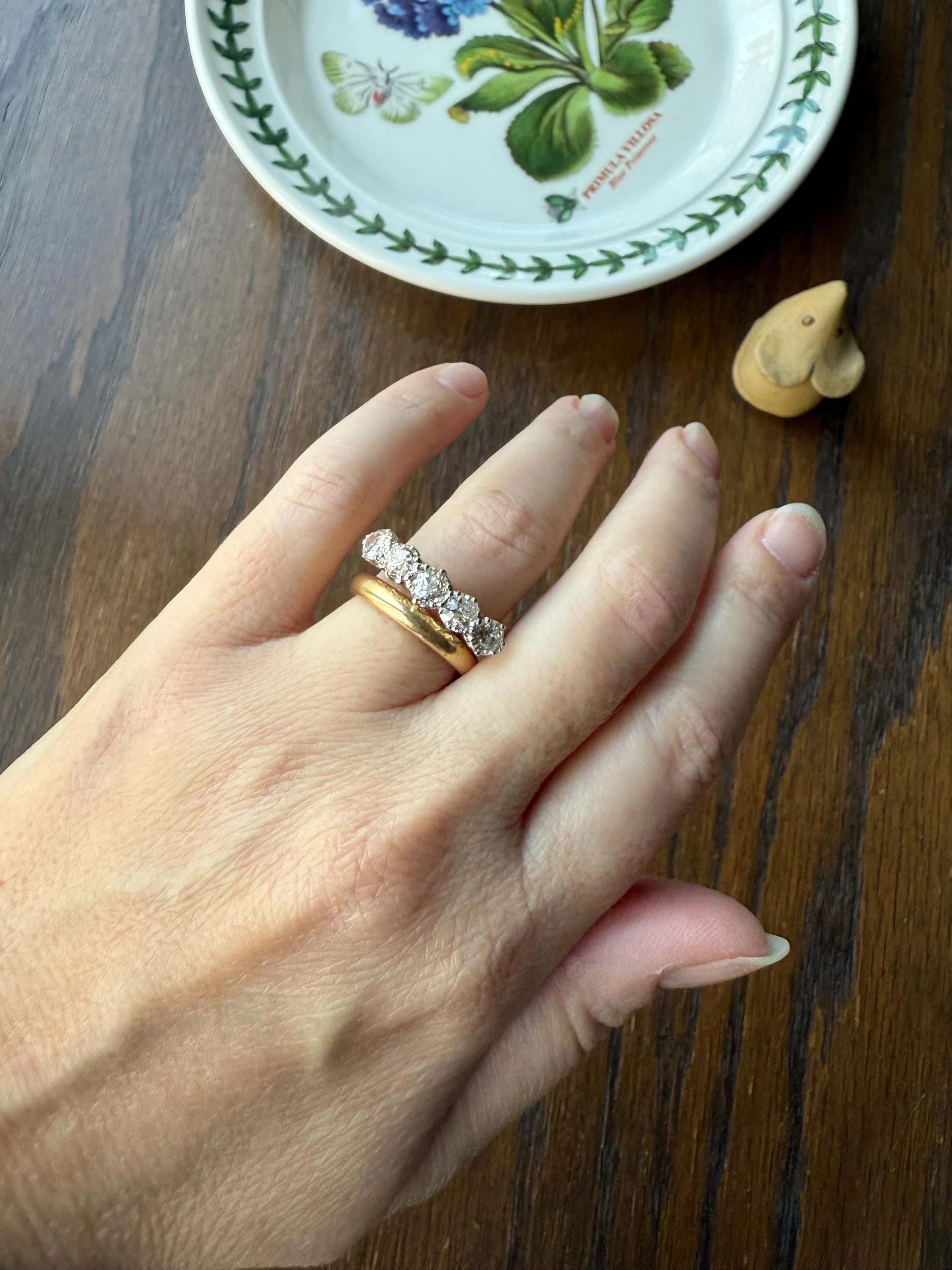 Antique 1.9 Carat DIAMOND Uniform Five Stone Band Stacker Ring 18k Gold Wedding Prong Set Stacker Half Hoop Linear Victorian Edwardian - Image 13
