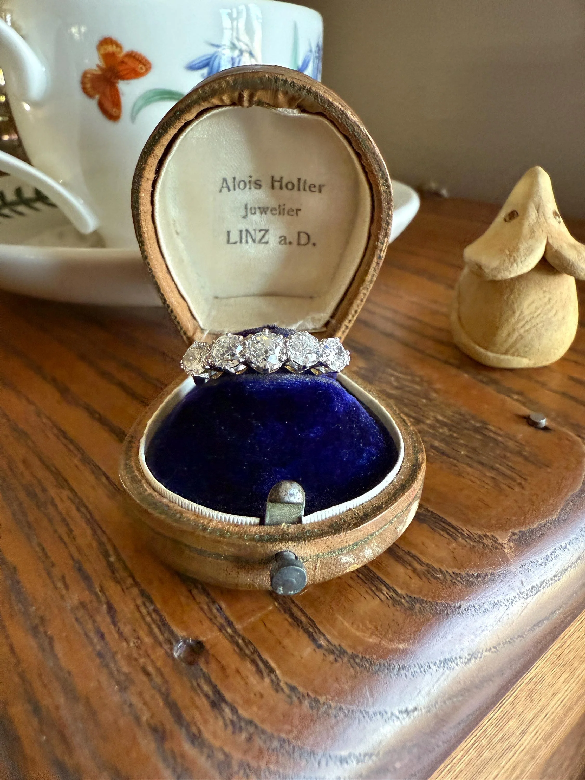 Antique 1.9 Carat DIAMOND Uniform Five Stone Band Stacker Ring 18k Gold Wedding Prong Set Stacker Half Hoop Linear Victorian Edwardian - Image 17