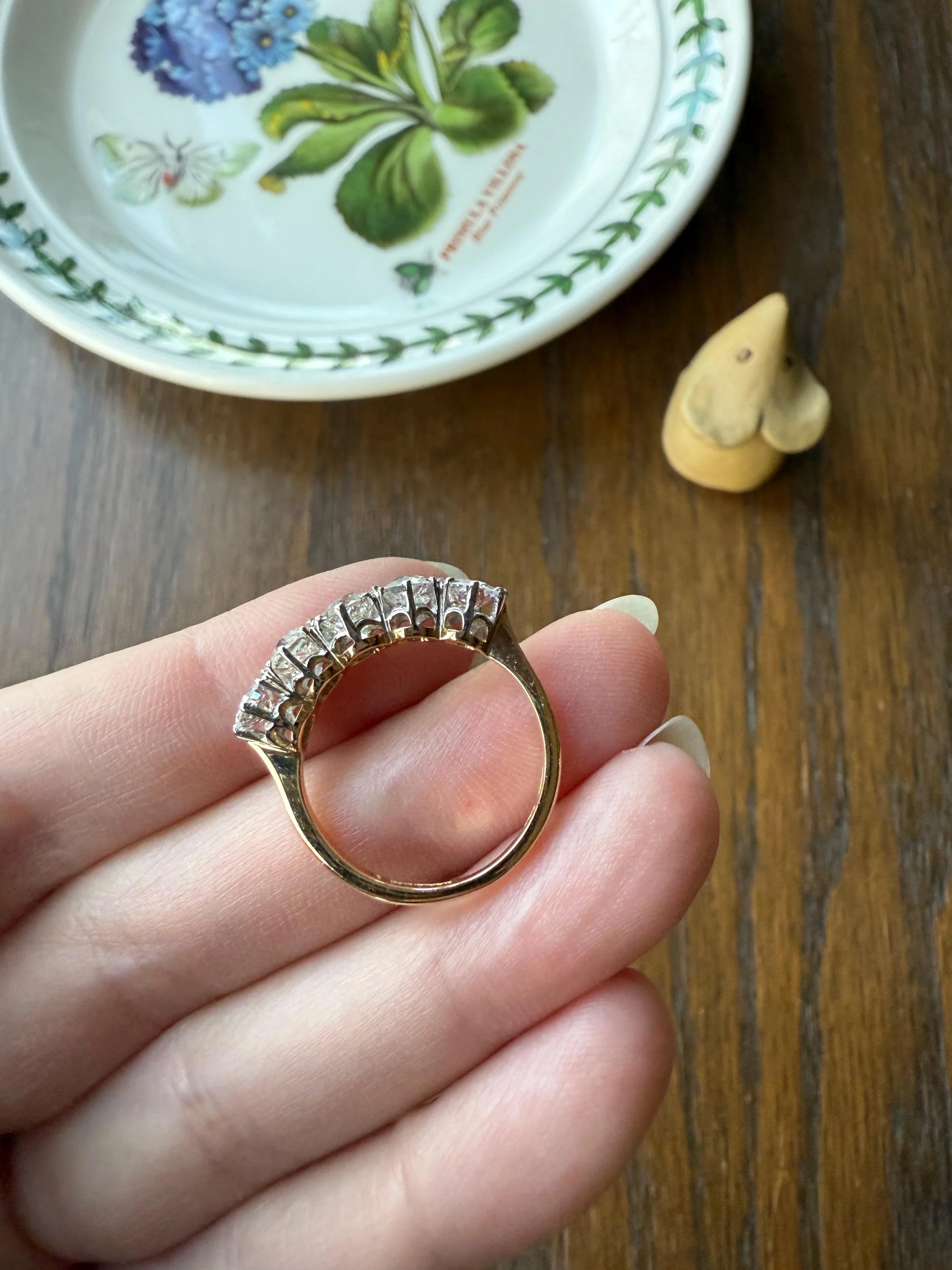 Antique 1.9 Carat DIAMOND Uniform Five Stone Band Stacker Ring 18k Gold Wedding Prong Set Stacker Half Hoop Linear Victorian Edwardian - Image 20