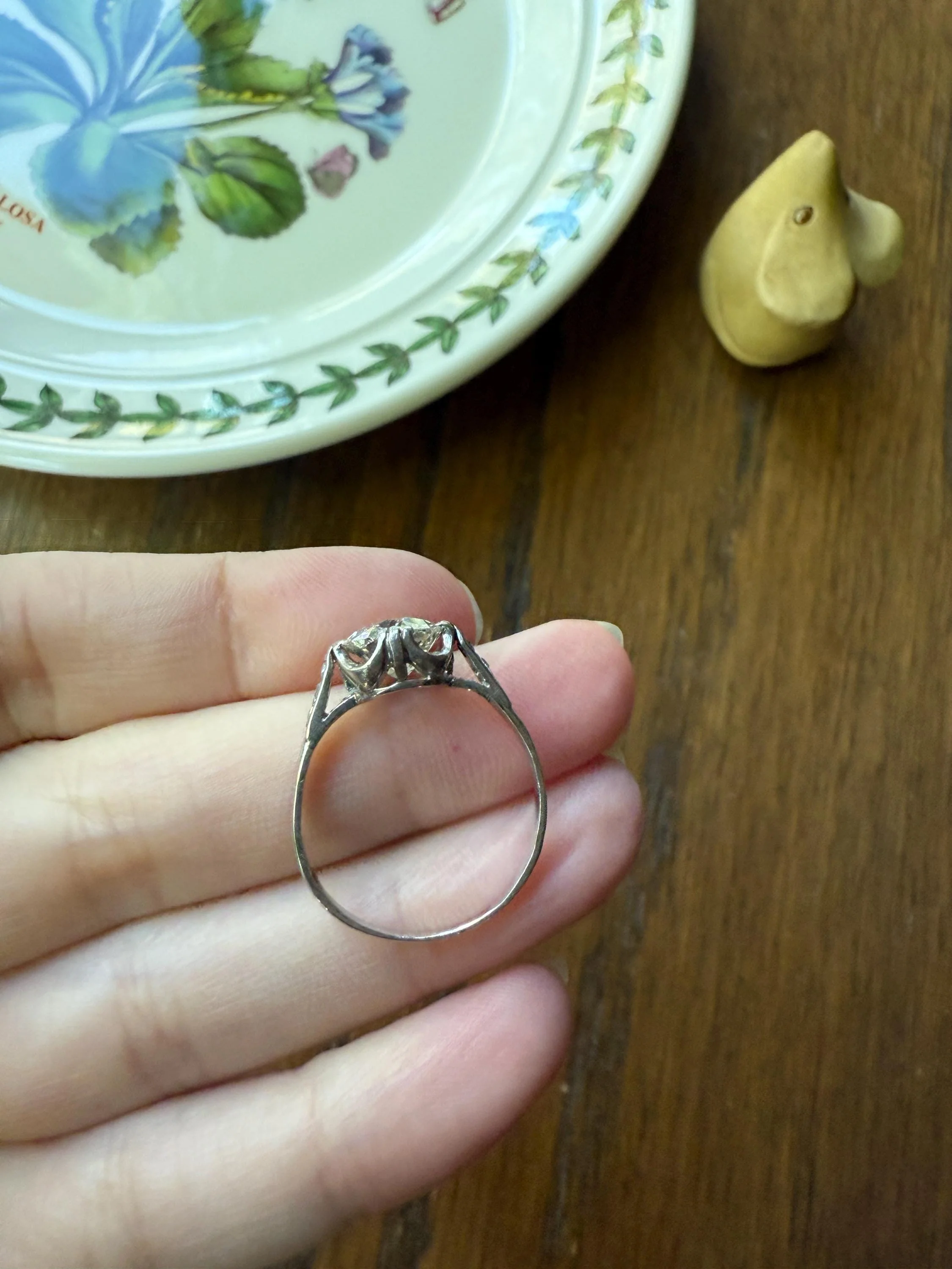 Antique 2 CARATS Tdw Old Mine Cut DIAMOND Solitaire French Engagement Ring with Rose Cut Accents Platinum Stacker Spready OMC - Image 19