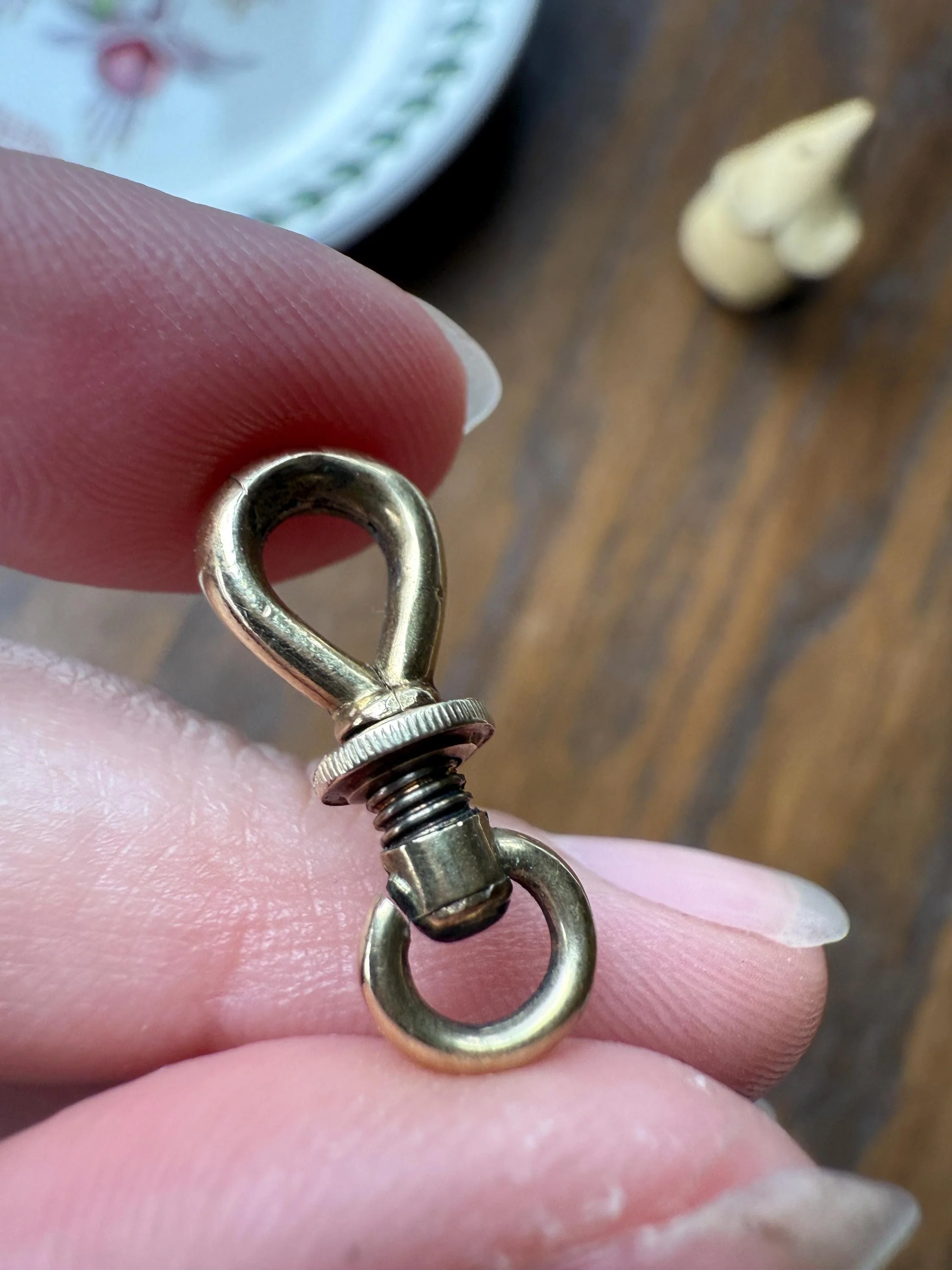 ANTIQUE 2.1g 14k GOLD Solid Victorian Screw Bolt Dog Clip Clasp Pendant Swivel Holder Connector Neckmess Neckstack Parts - Image 5