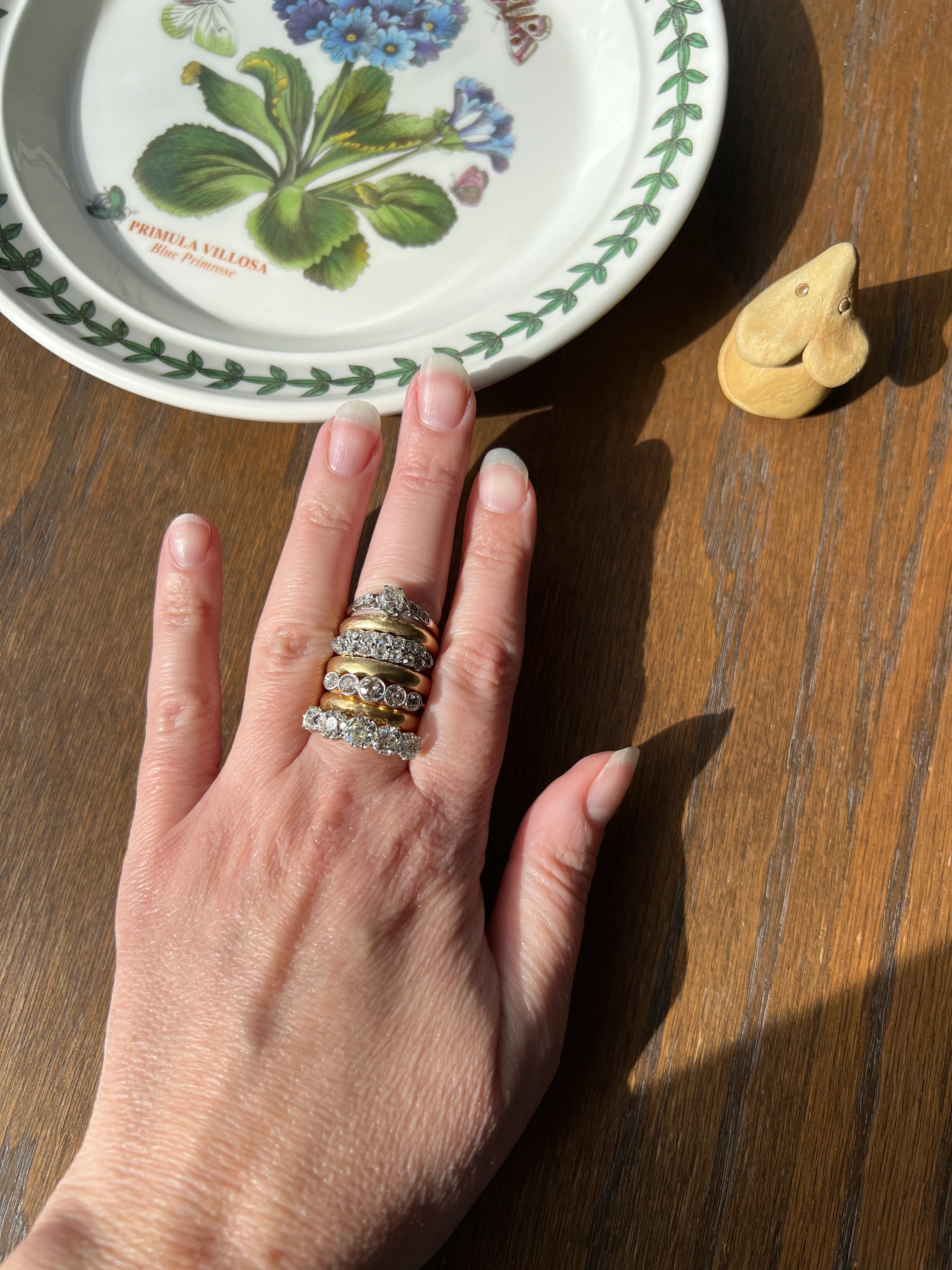 Antique 2.5 Carat Old Mine Cut DIAMOND 18k Gold Five Stone Ring Tall Band Romantic Gift Splayed Stacker - Image 46